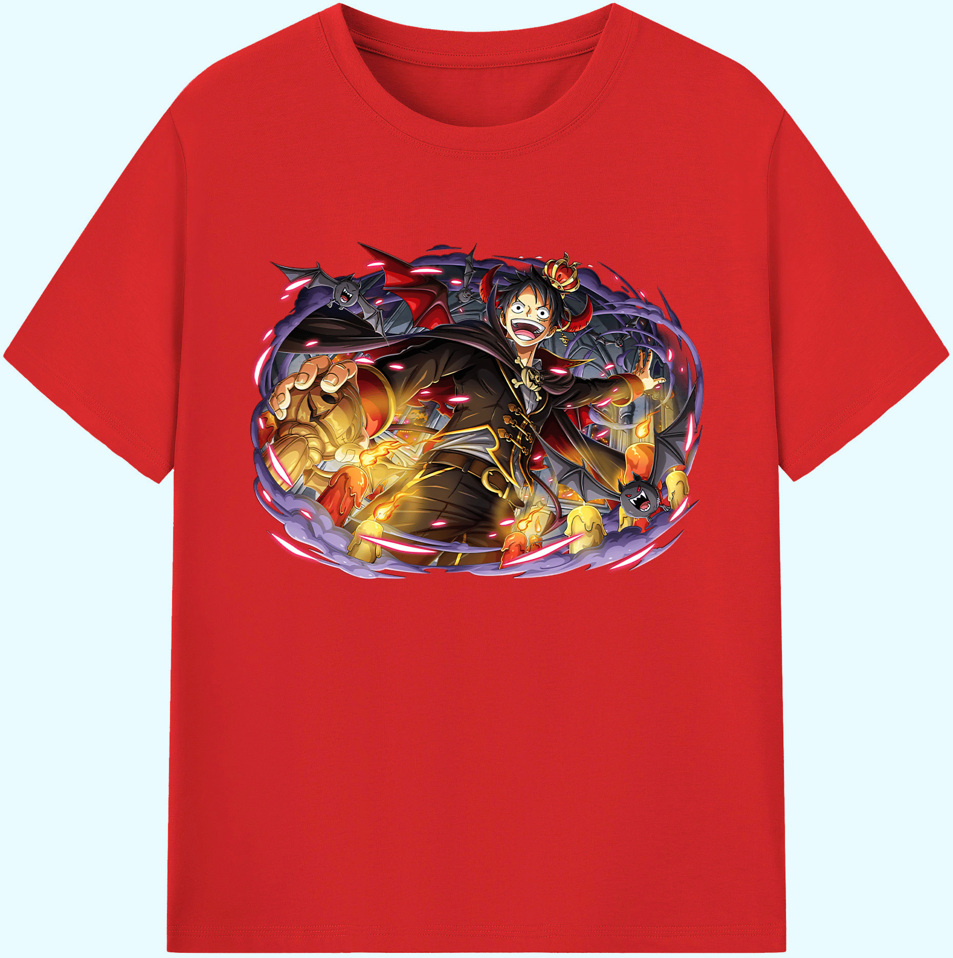 ワンピース モンキー・D・ルフィ ONE PIECE Monkey D. Luffy 綿100％ メンズ半袖Tシャツ｜肌触りやわらか＆通気性