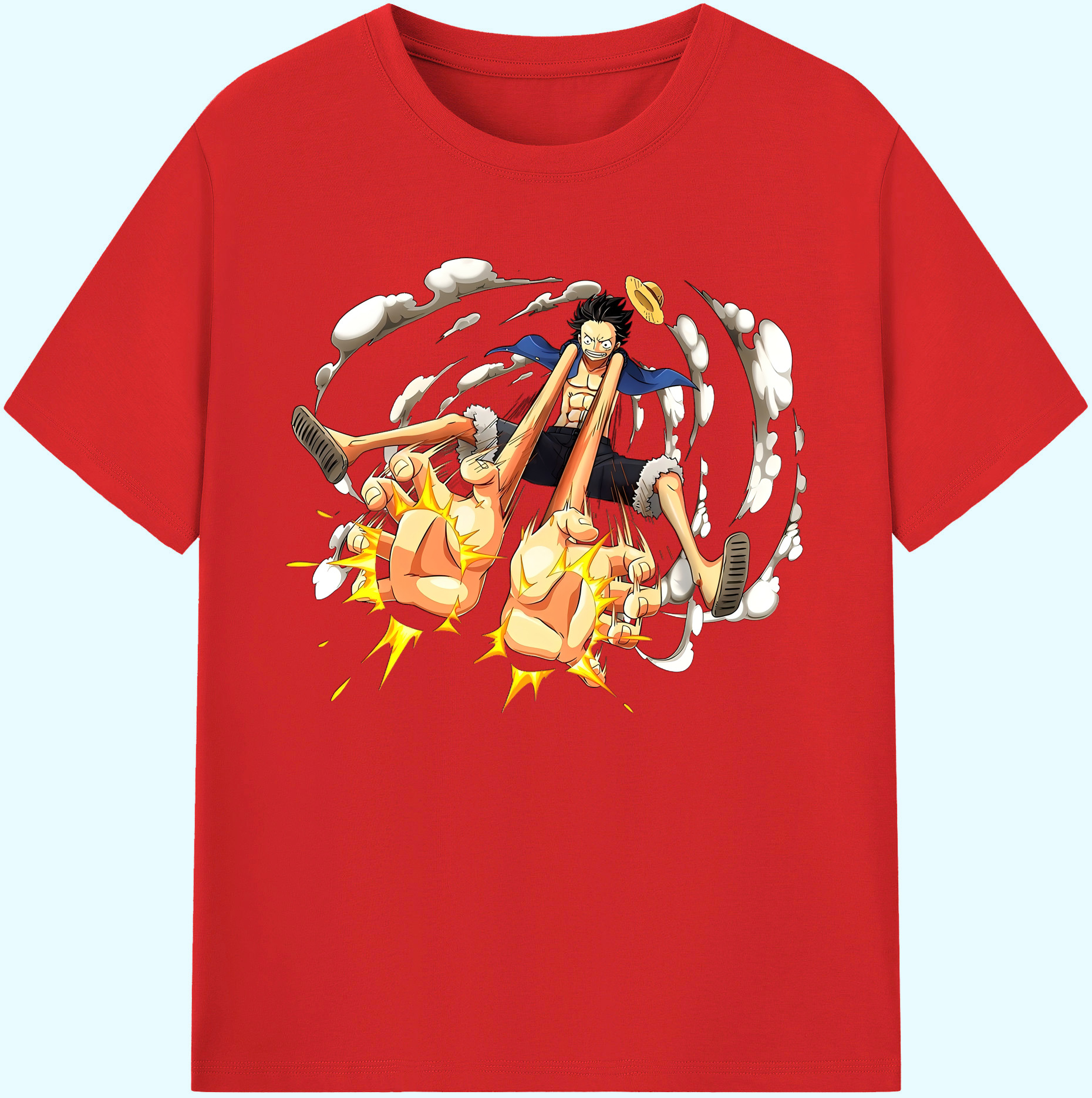 ワンピース モンキー・D・ルフィ ONE PIECE Monkey D. Luffy 綿100％ メンズ半袖Tシャツ｜肌触りやわらか＆通気性