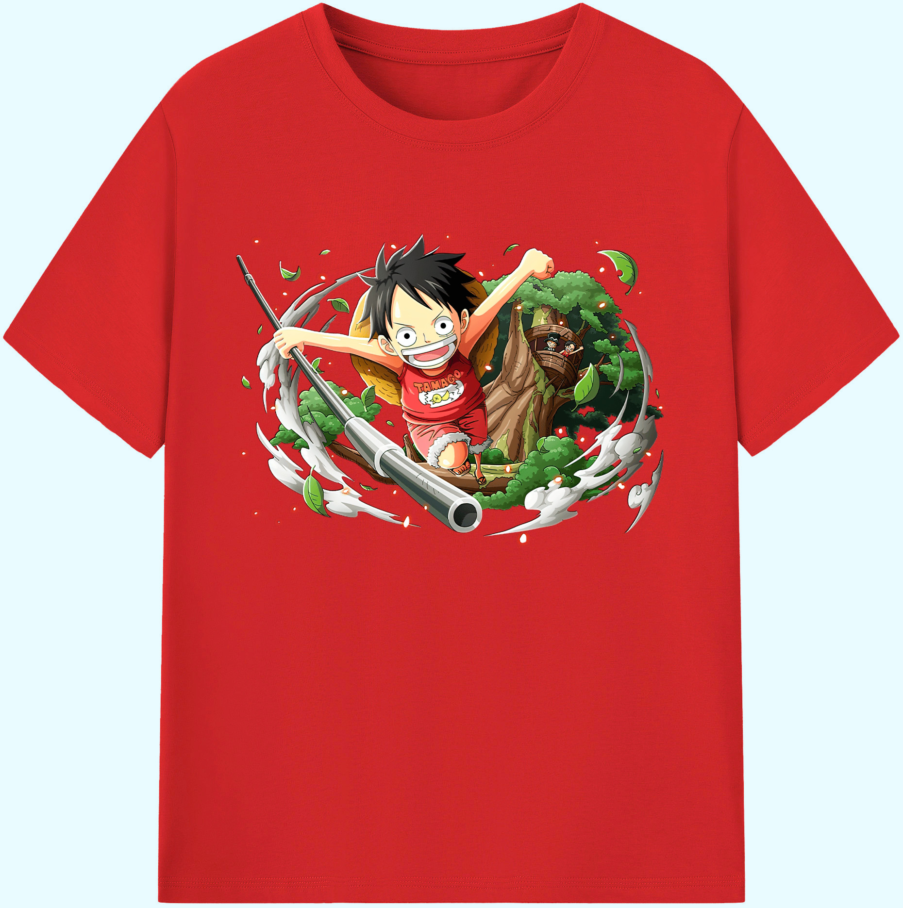 ワンピース モンキー・D・ルフィ ONE PIECE Monkey D. Luffy 綿100％ メンズ半袖Tシャツ｜肌触りやわらか＆通気性