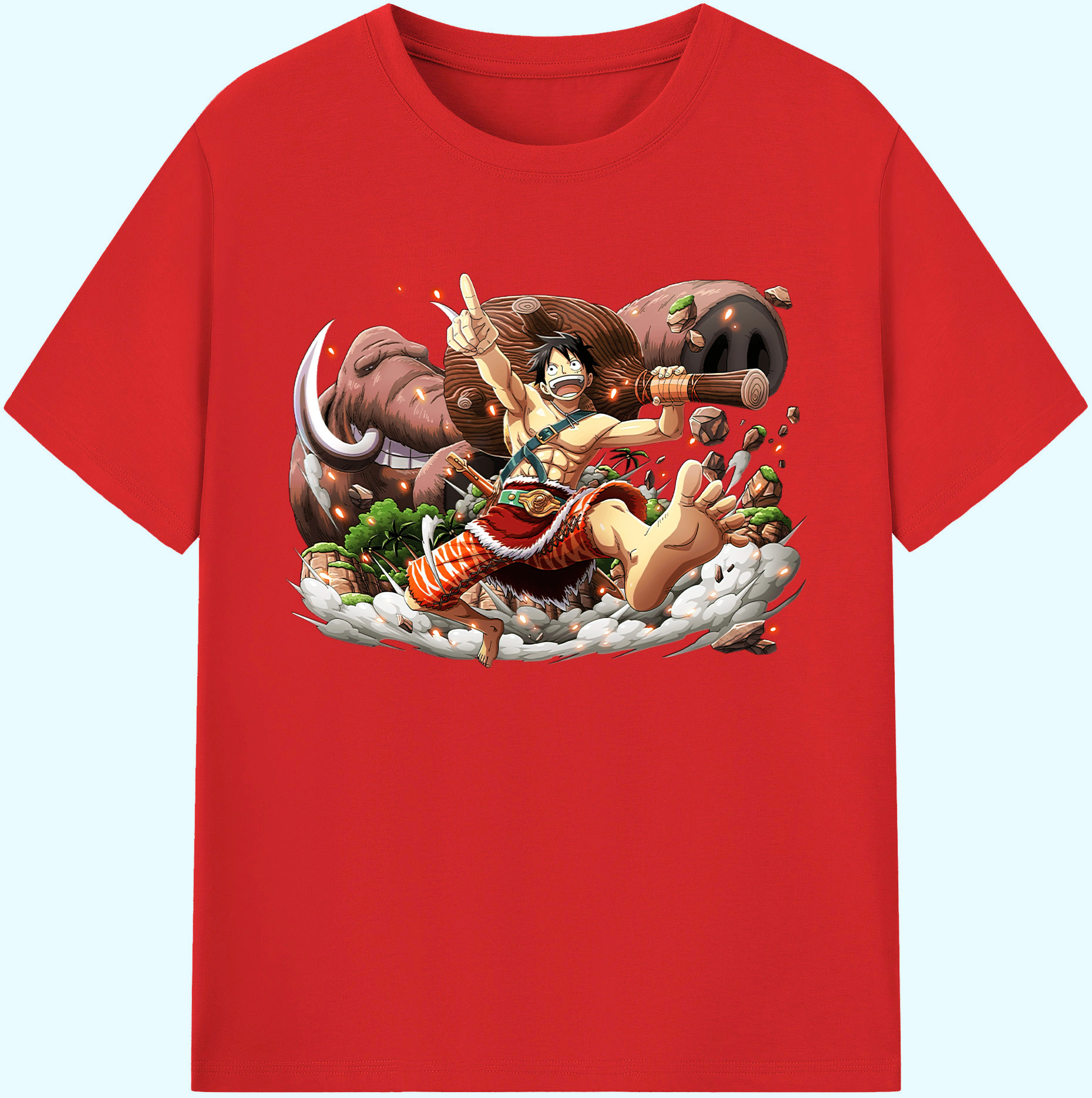 ワンピース モンキー・D・ルフィ ONE PIECE Monkey D. Luffy 綿100％ メンズ半袖Tシャツ｜肌触りやわらか＆通気性