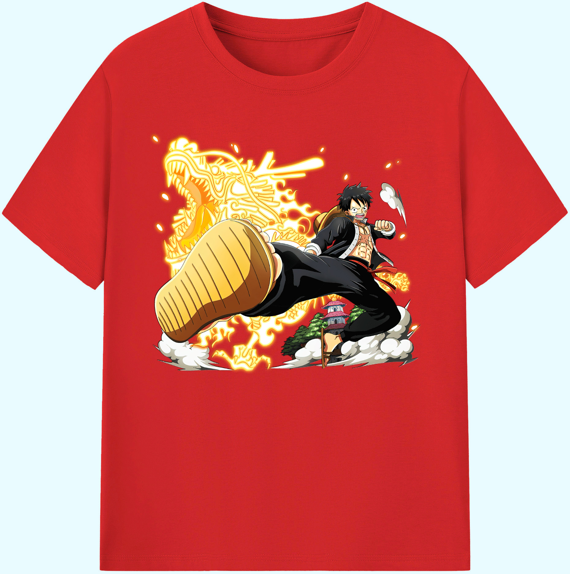ワンピース モンキー・D・ルフィ ONE PIECE Monkey D. Luffy 綿100％ メンズ半袖Tシャツ｜肌触りやわらか＆通気性