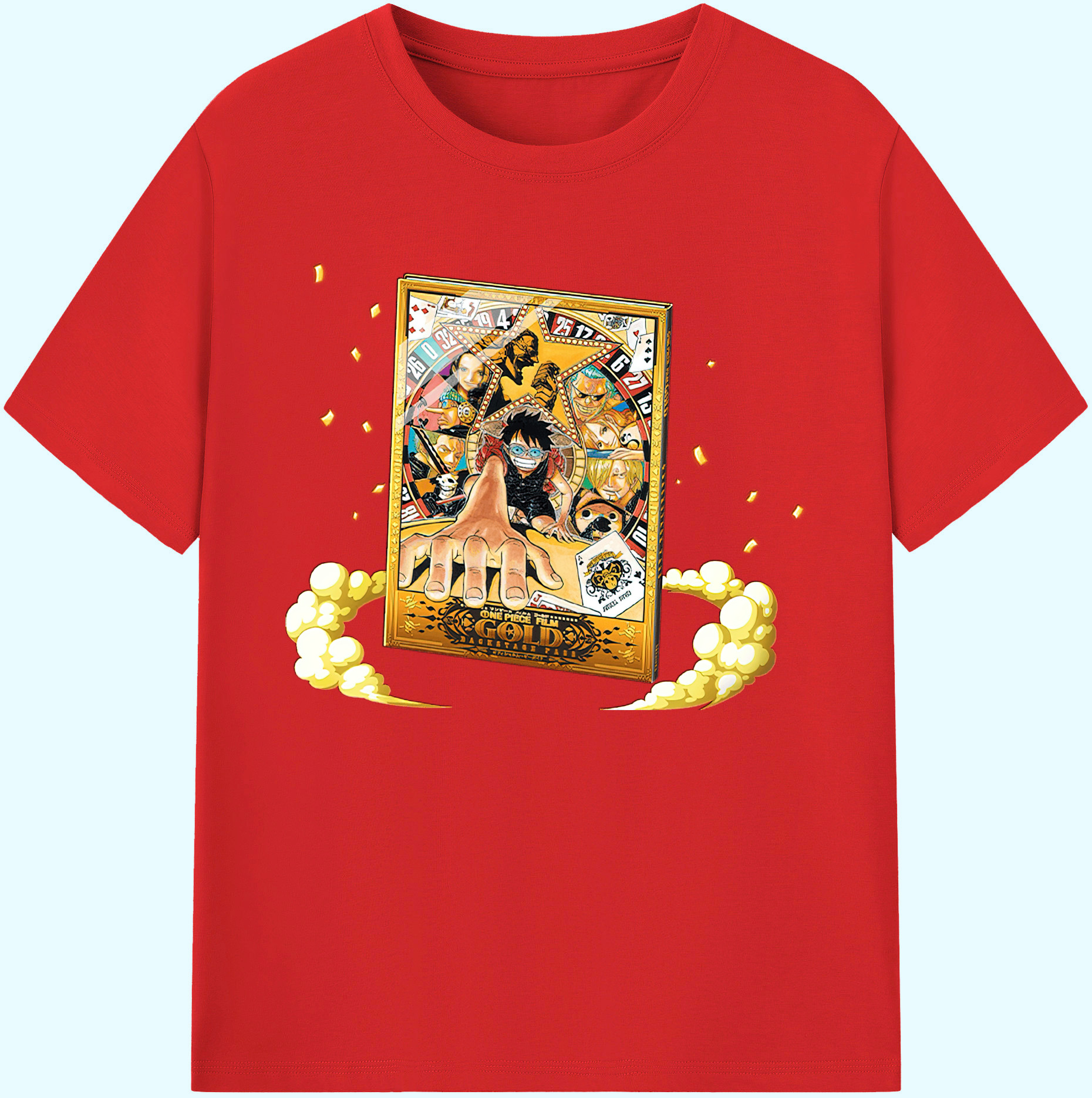 ワンピース モンキー・D・ルフィ ONE PIECE Monkey D. Luffy 綿100％ メンズ半袖Tシャツ｜肌触りやわらか＆通気性