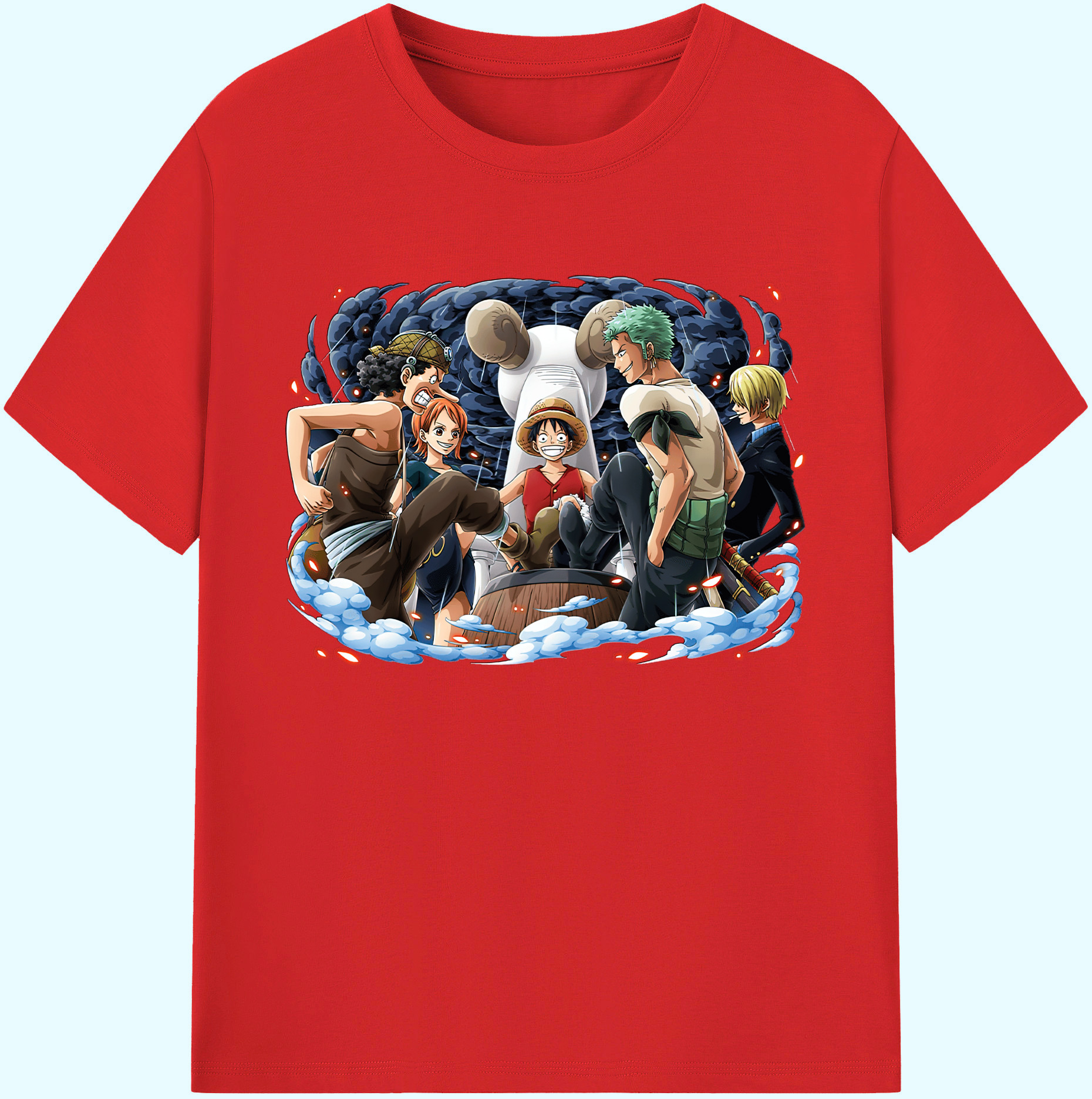 ワンピース モンキー・D・ルフィ ONE PIECE Monkey D. Luffy 綿100％ メンズ半袖Tシャツ｜肌触りやわらか＆通気性