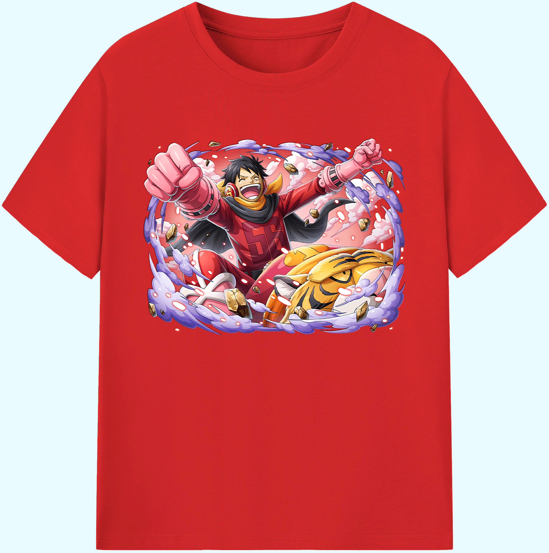 ワンピース モンキー・D・ルフィ ONE PIECE Monkey D. Luffy 綿100％ メンズ半袖Tシャツ｜肌触りやわらか＆通気性