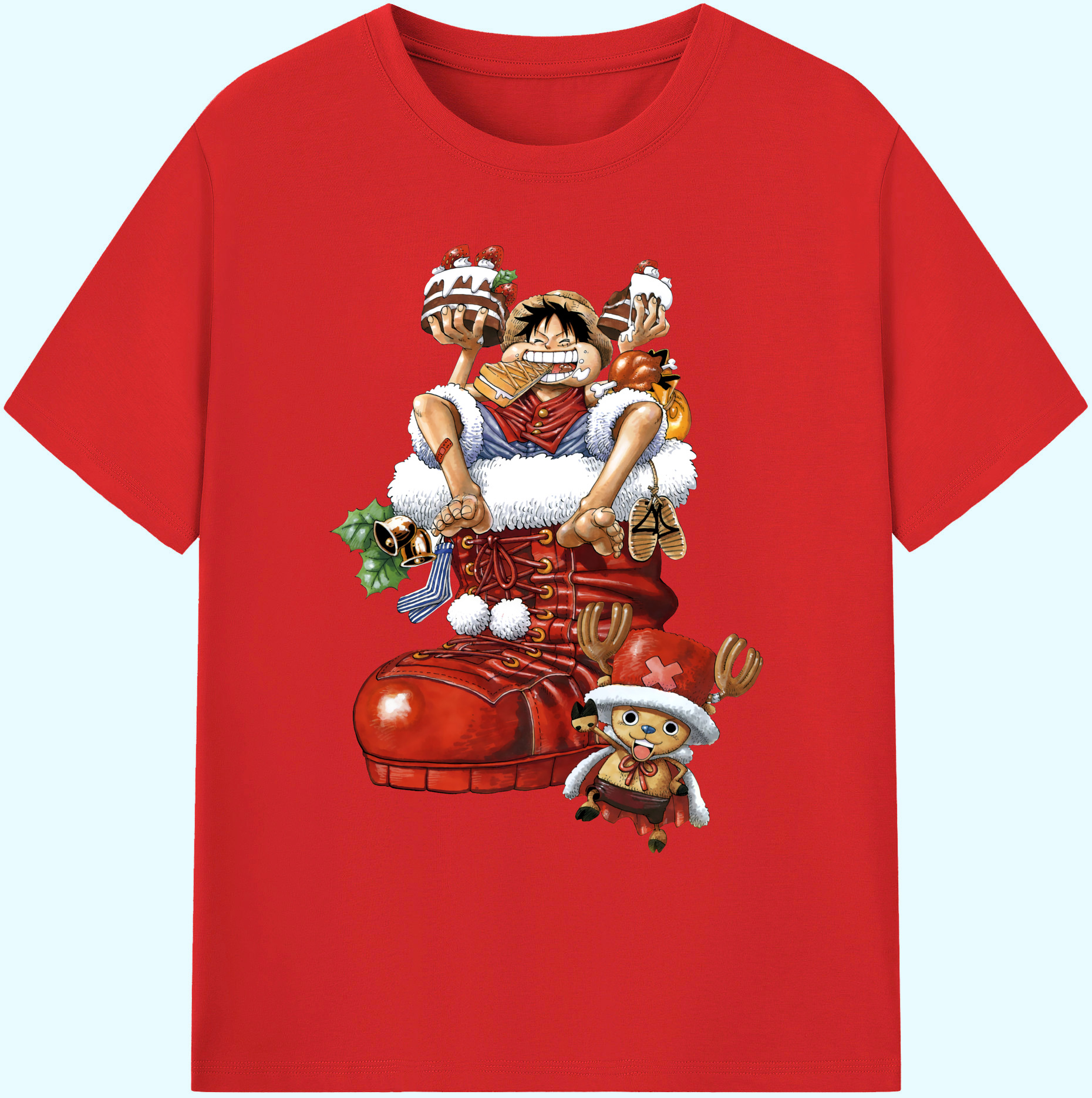 ワンピース モンキー・D・ルフィ ONE PIECE Monkey D. Luffy 綿100％ メンズ半袖Tシャツ｜肌触りやわらか＆通気性