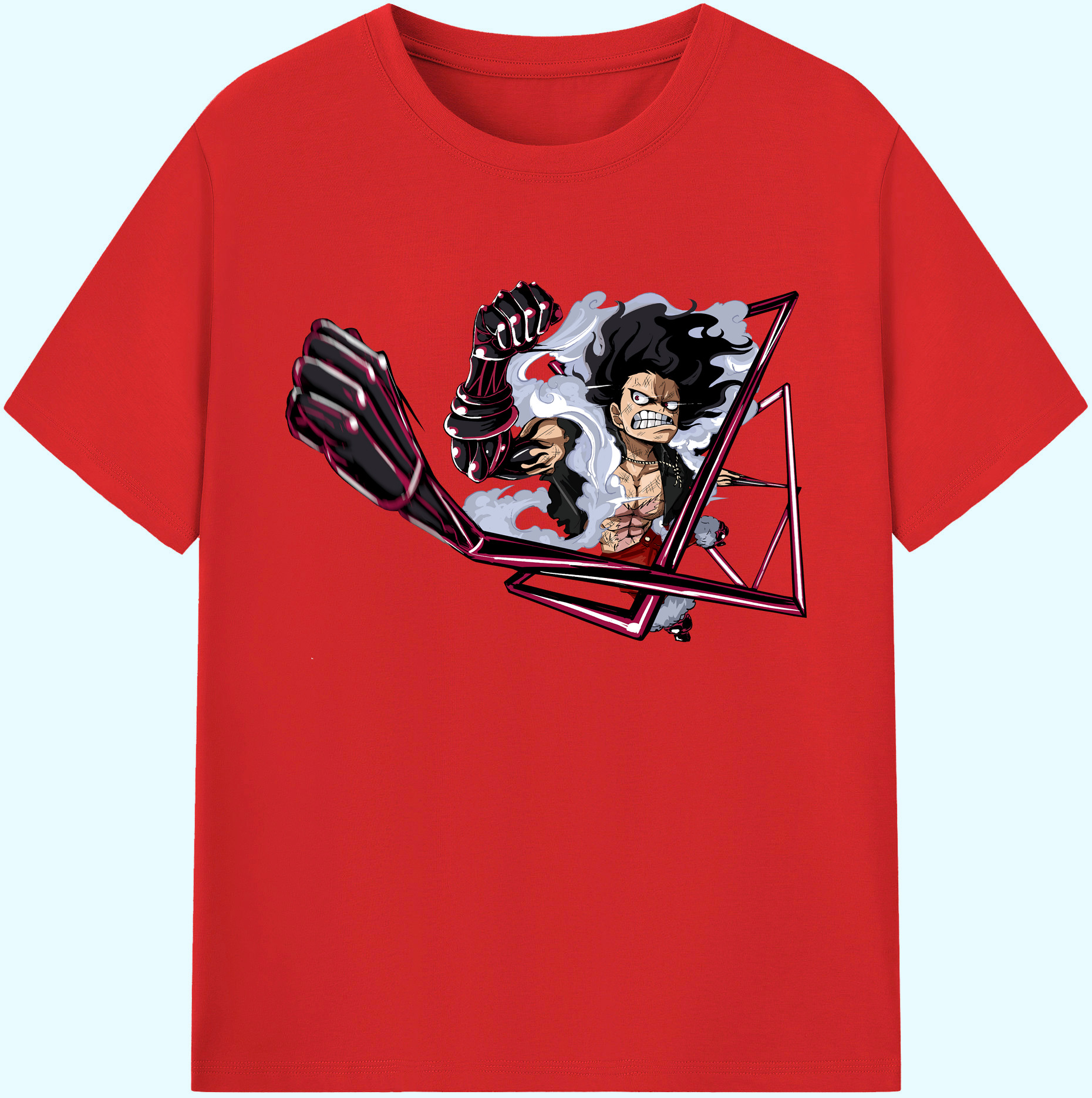 ワンピース モンキー・D・ルフィ ONE PIECE Monkey D. Luffy 綿100％ メンズ半袖Tシャツ｜肌触りやわらか＆通気性