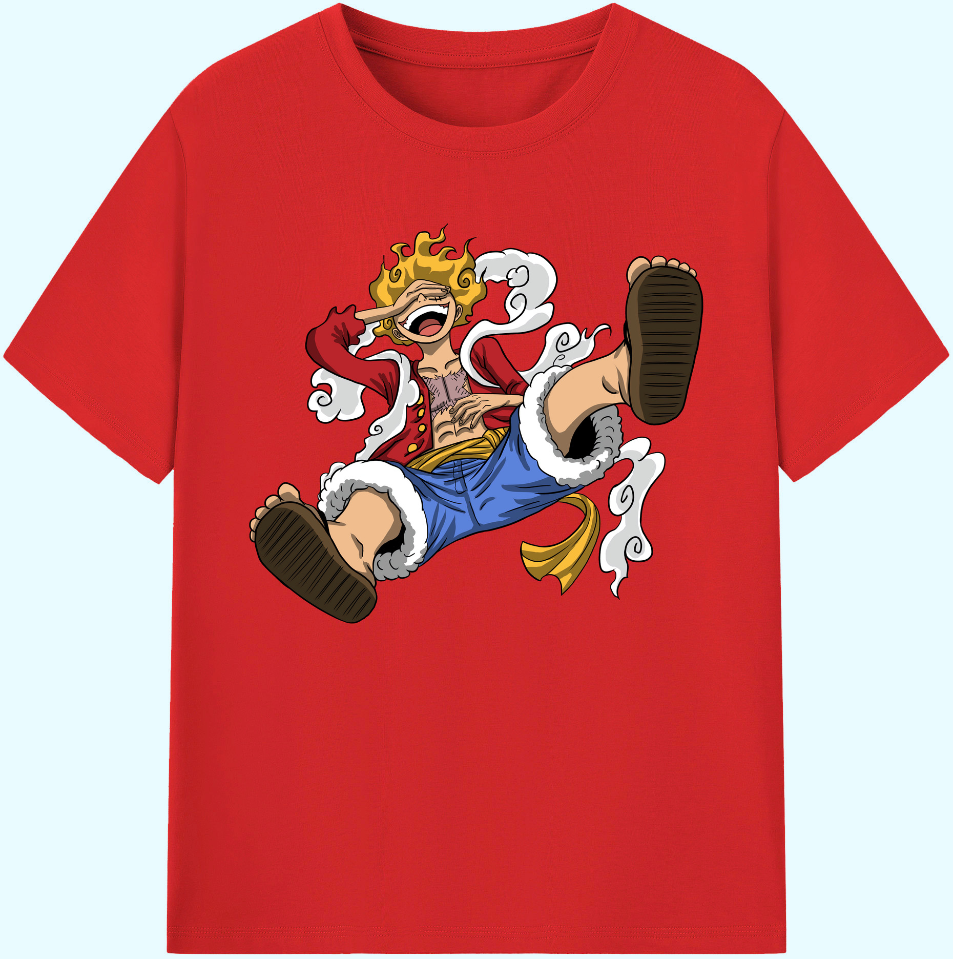 ワンピース モンキー・D・ルフィ ONE PIECE Monkey D. Luffy 綿100％ メンズ半袖Tシャツ｜肌触りやわらか＆通気性