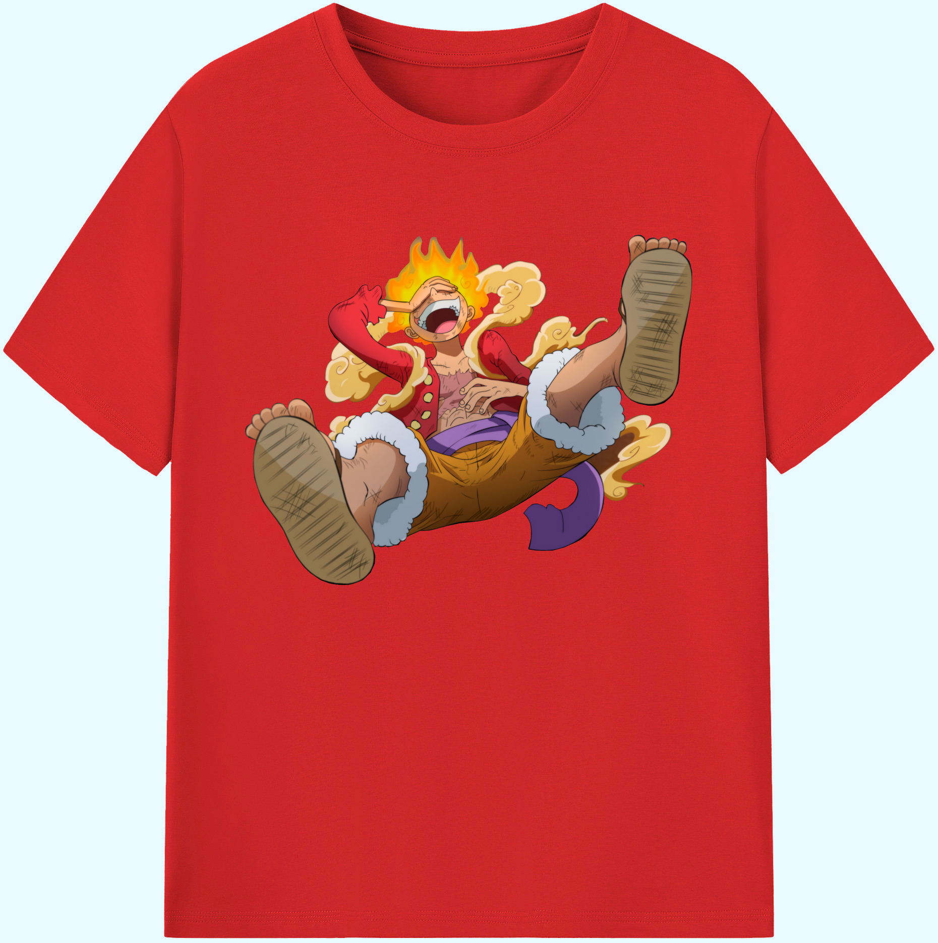 ワンピース モンキー・D・ルフィ ONE PIECE Monkey D. Luffy 綿100％ メンズ半袖Tシャツ｜肌触りやわらか＆通気性