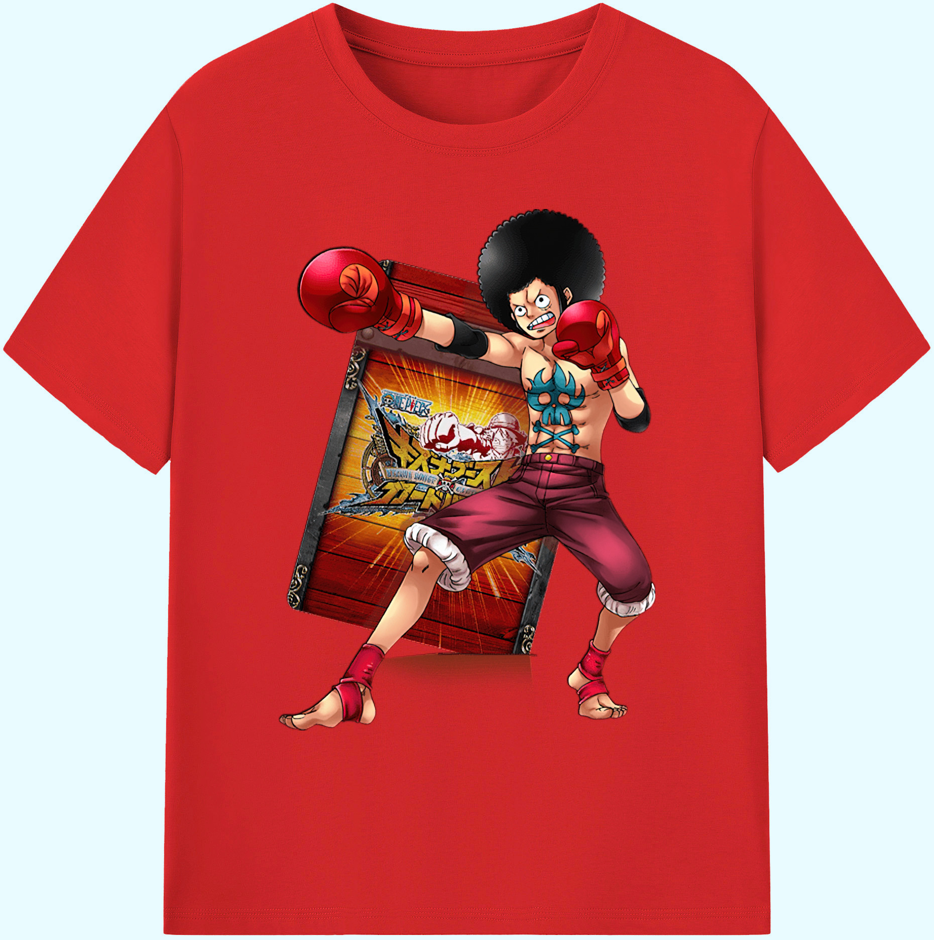 ワンピース モンキー・D・ルフィ ONE PIECE Monkey D. Luffy 綿100％ メンズ半袖Tシャツ｜肌触りやわらか＆通気性