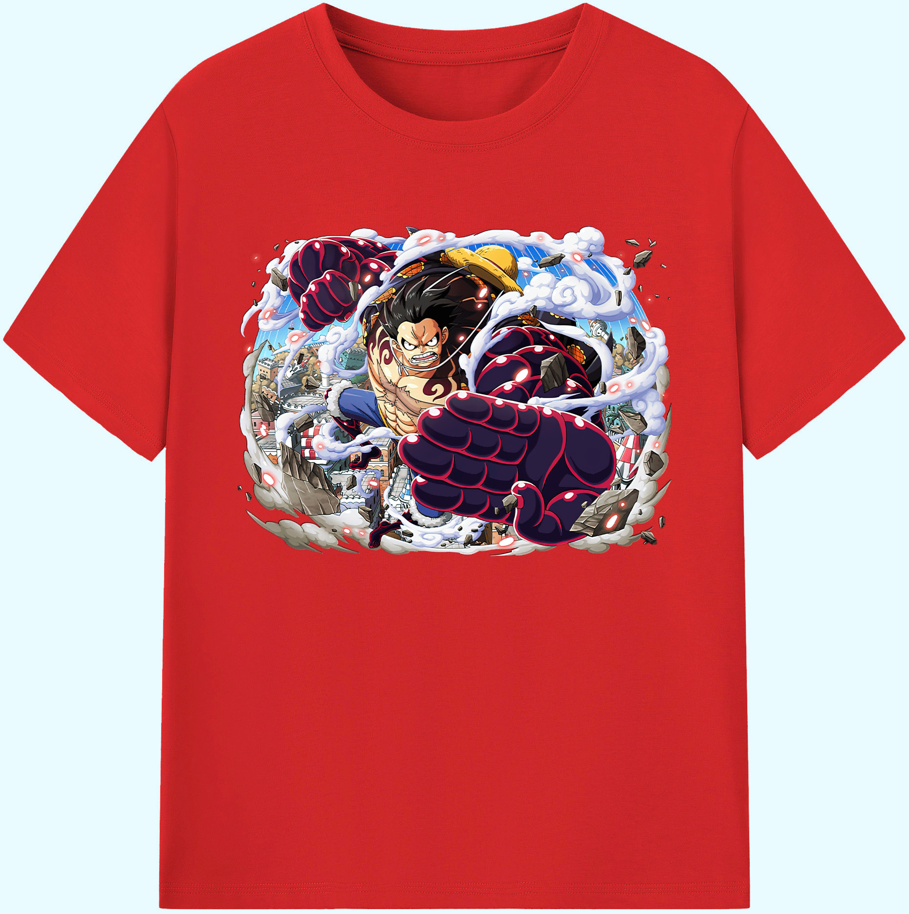 ワンピース モンキー・D・ルフィ ONE PIECE Monkey D. Luffy 綿100％ メンズ半袖Tシャツ｜肌触りやわらか＆通気性