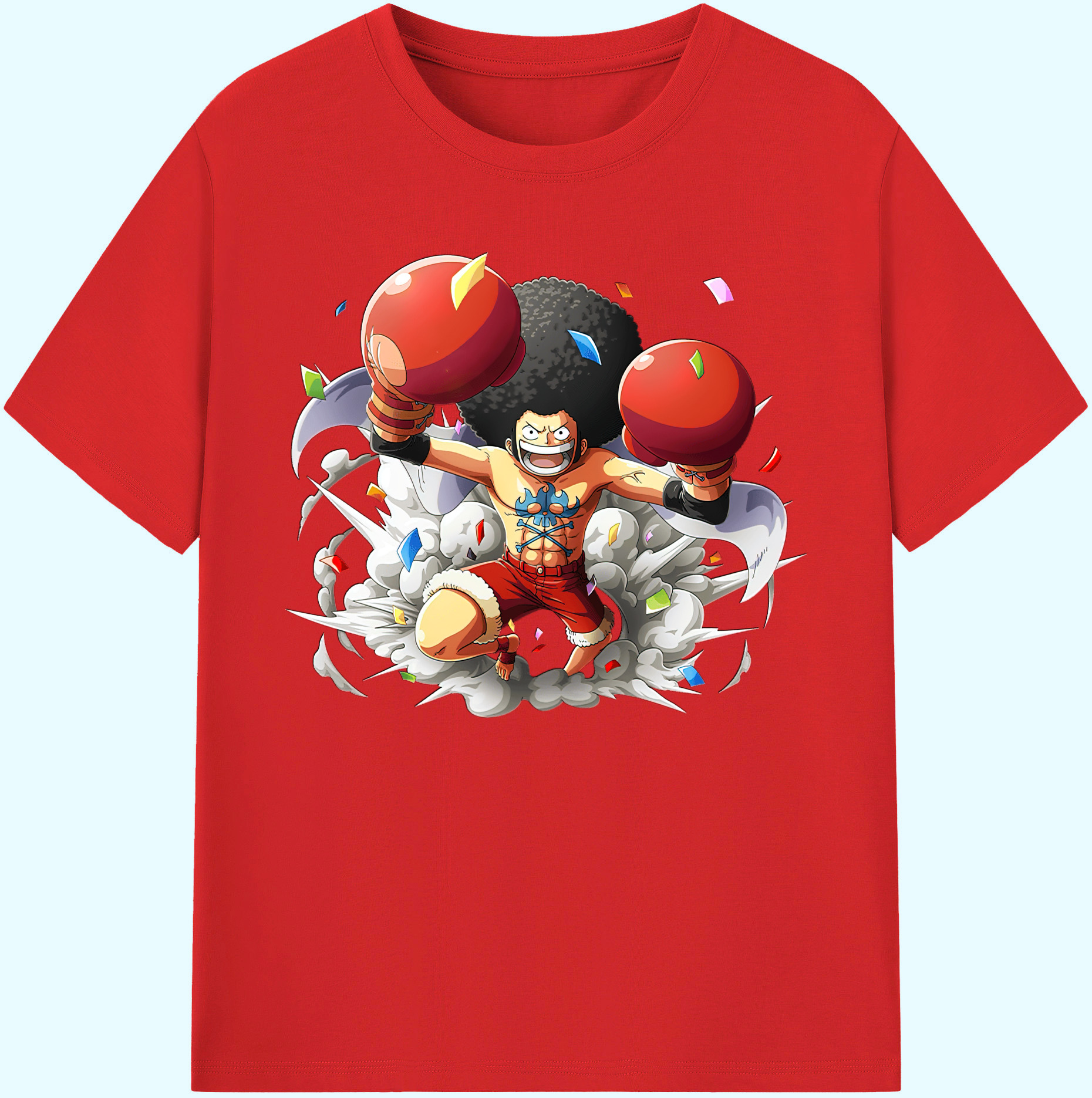 ワンピース モンキー・D・ルフィ ONE PIECE Monkey D. Luffy 綿100％ メンズ半袖Tシャツ｜肌触りやわらか＆通気性
