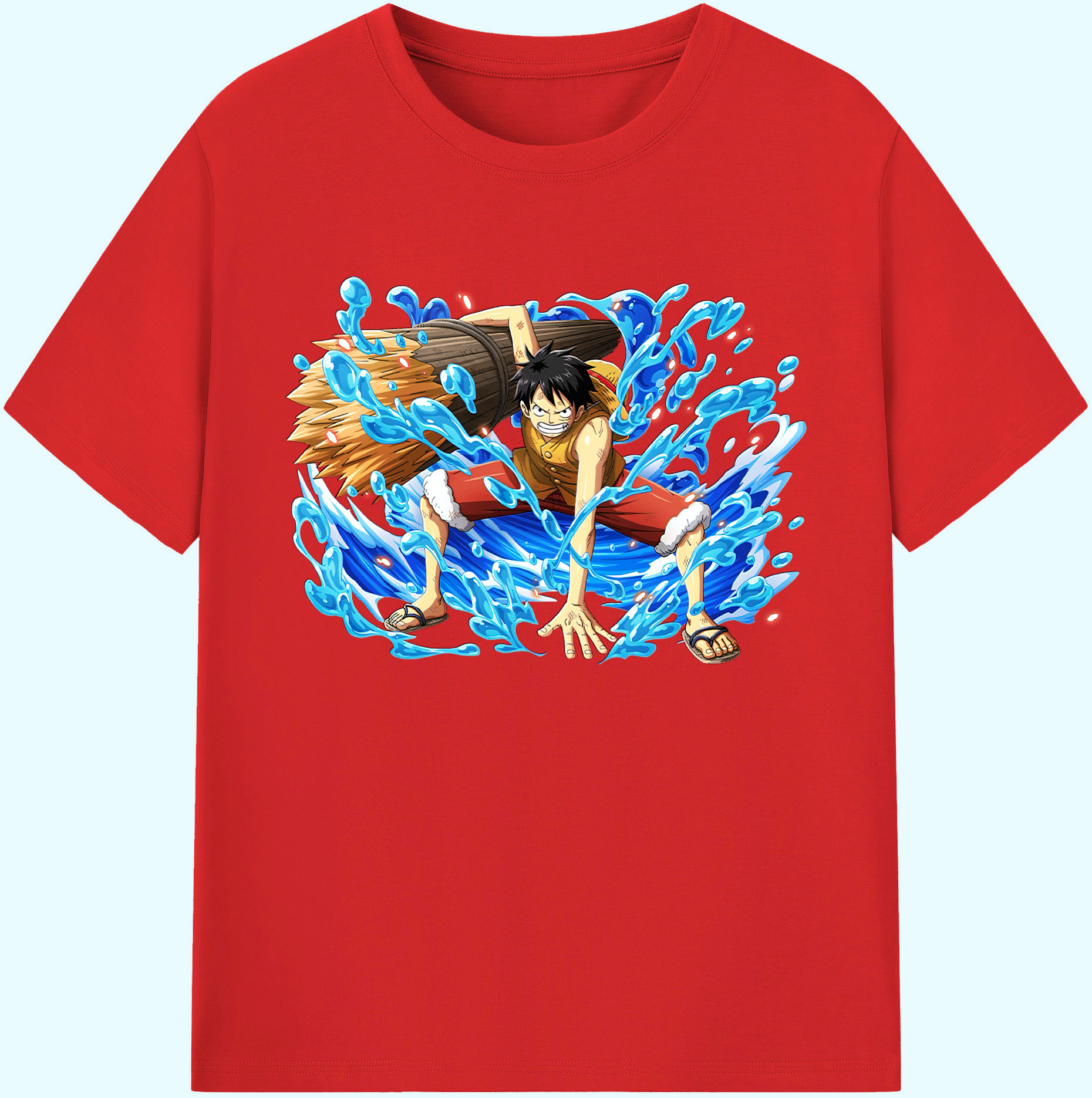 ワンピース モンキー・D・ルフィ ONE PIECE Monkey D. Luffy 綿100％ メンズ半袖Tシャツ｜肌触りやわらか＆通気性