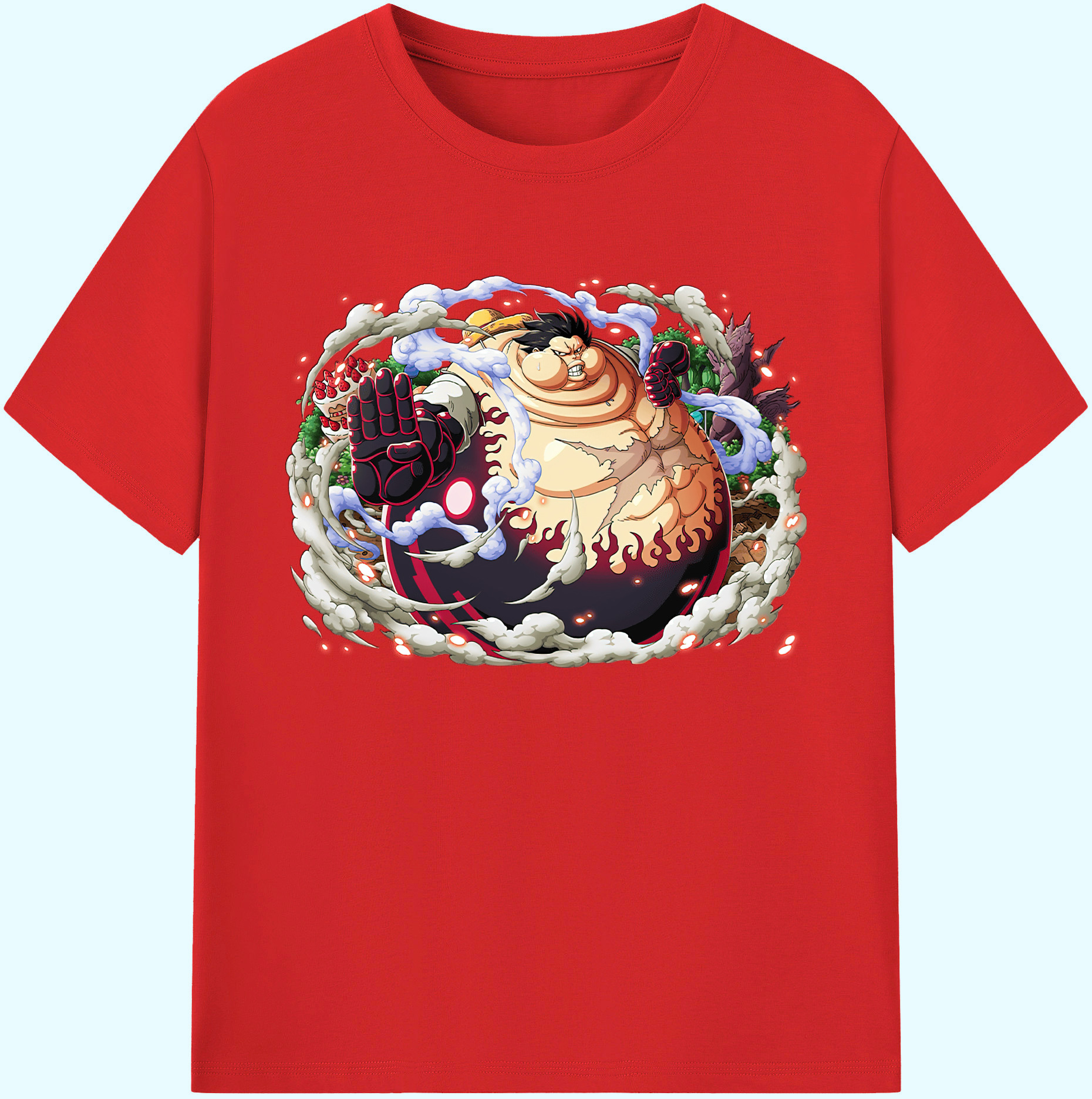 ワンピース モンキー・D・ルフィ ONE PIECE Monkey D. Luffy 綿100％ メンズ半袖Tシャツ｜肌触りやわらか＆通気性