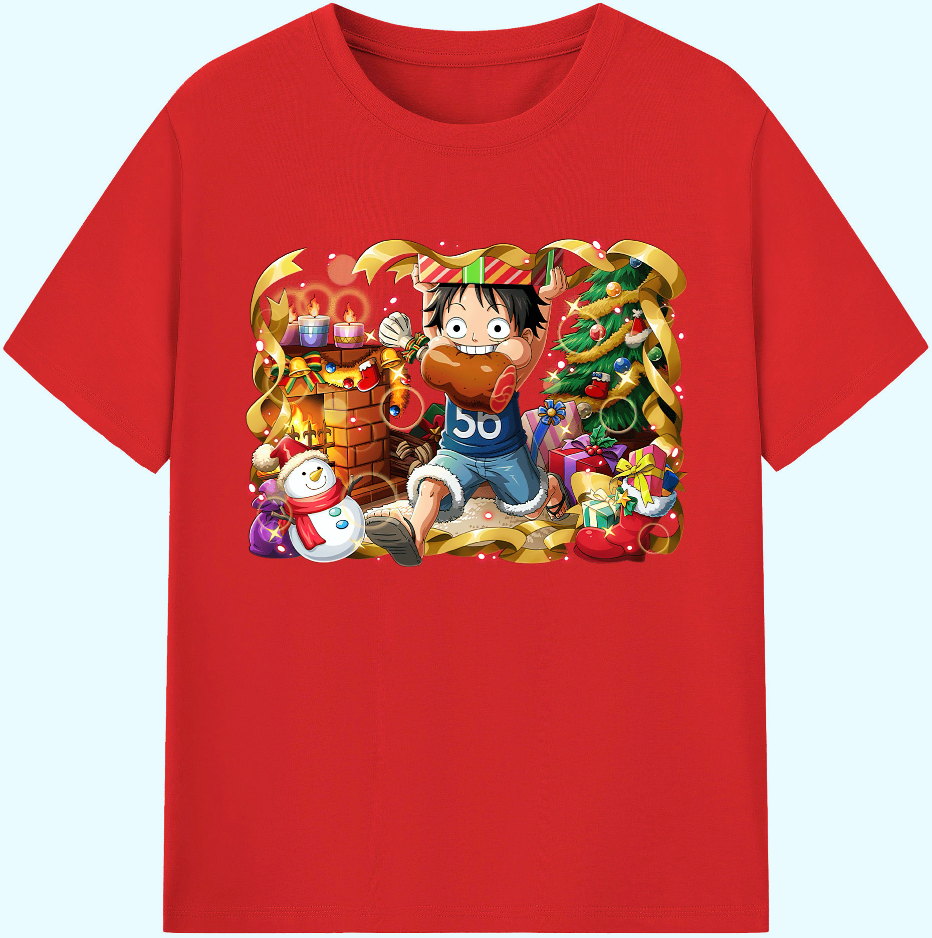ワンピース モンキー・D・ルフィ ONE PIECE Monkey D. Luffy 綿100％ メンズ半袖Tシャツ｜肌触りやわらか＆通気性