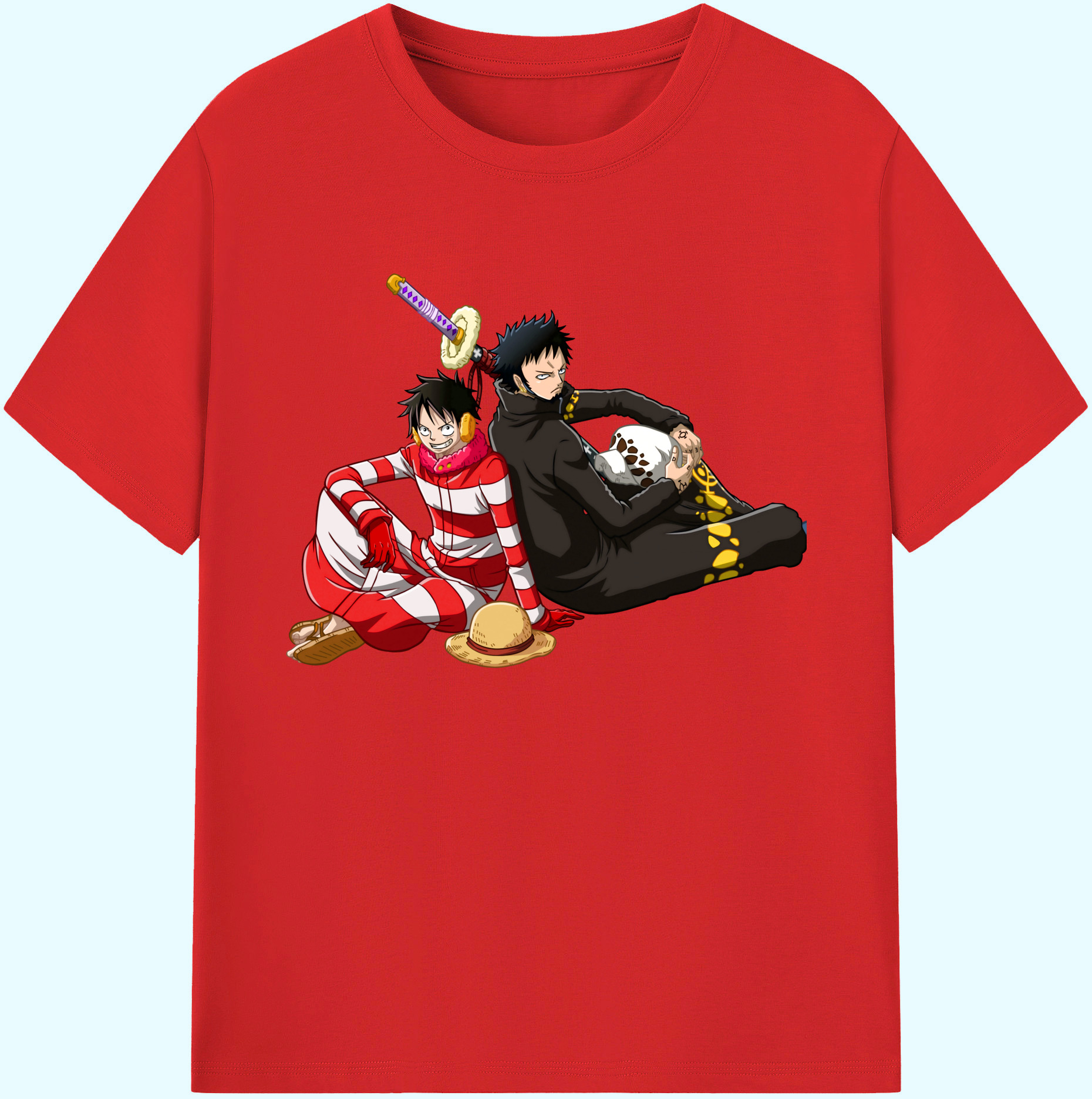 ワンピース モンキー・D・ルフィ ONE PIECE Monkey D. Luffy 綿100％ メンズ半袖Tシャツ｜肌触りやわらか＆通気性
