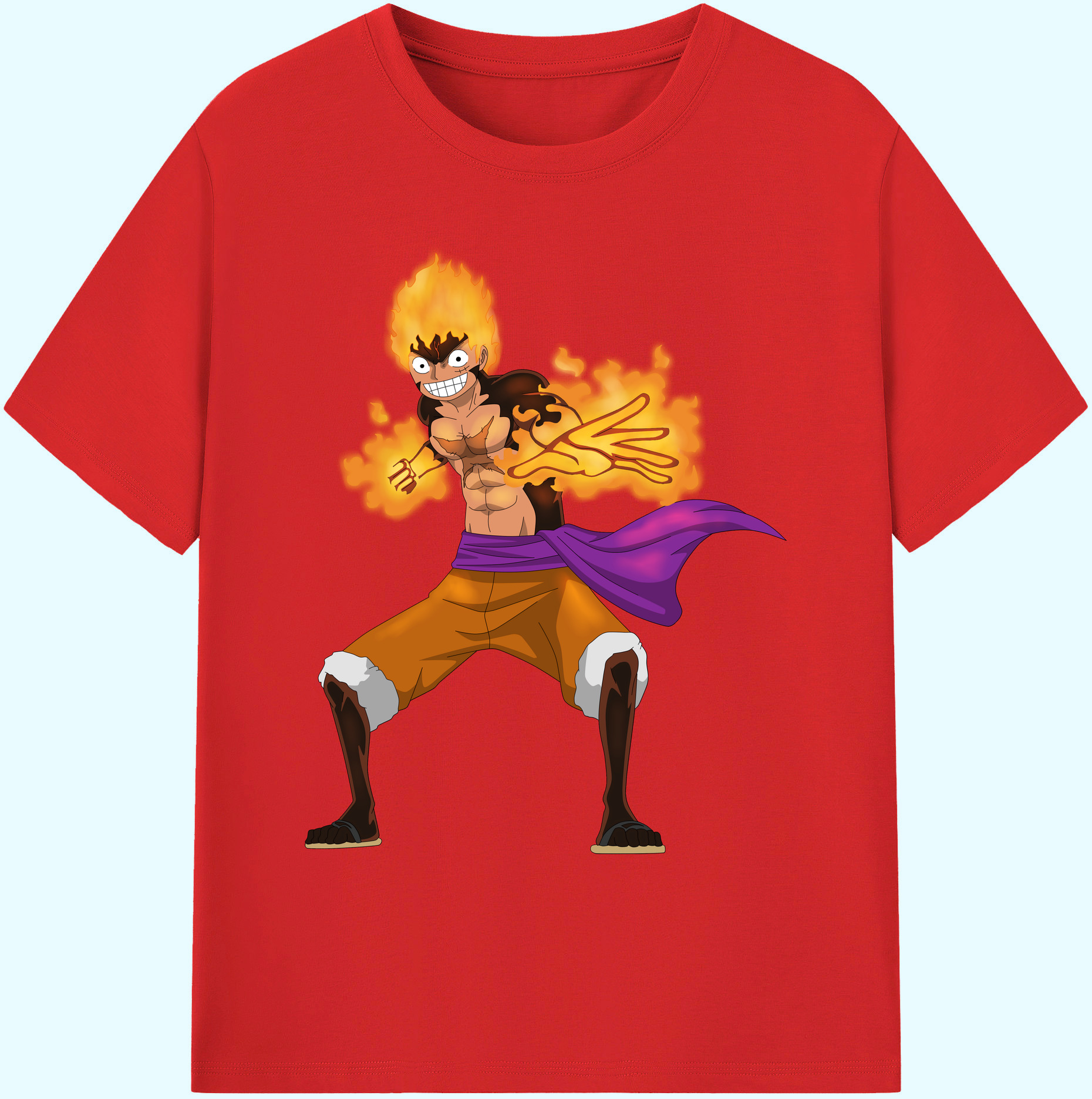ワンピース モンキー・D・ルフィ ONE PIECE Monkey D. Luffy 綿100％ メンズ半袖Tシャツ｜肌触りやわらか＆通気性