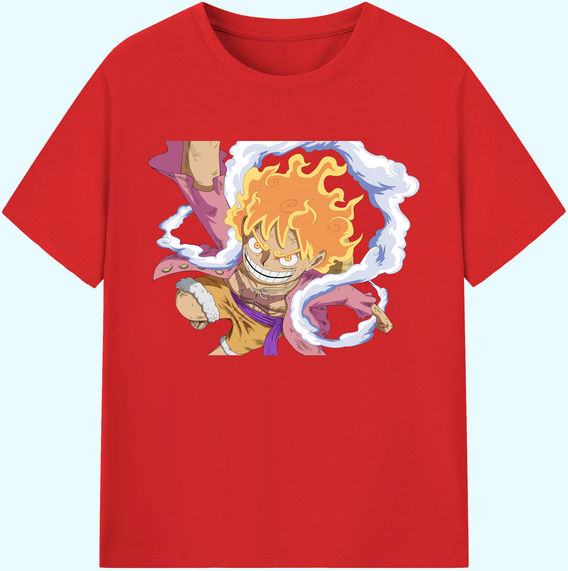 ワンピース モンキー・D・ルフィ ONE PIECE Monkey D. Luffy 綿100％ メンズ半袖Tシャツ｜肌触りやわらか＆通気性