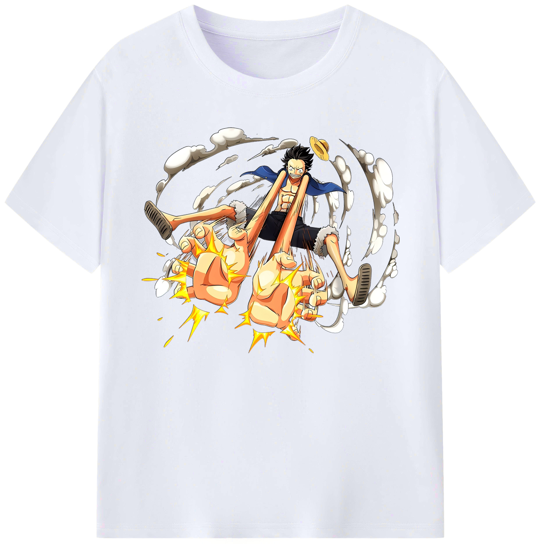 ワンピース モンキー・D・ルフィ ONE PIECE Monkey D. Luffy 綿100％ メンズ半袖Tシャツ｜肌触りやわらか＆通気性