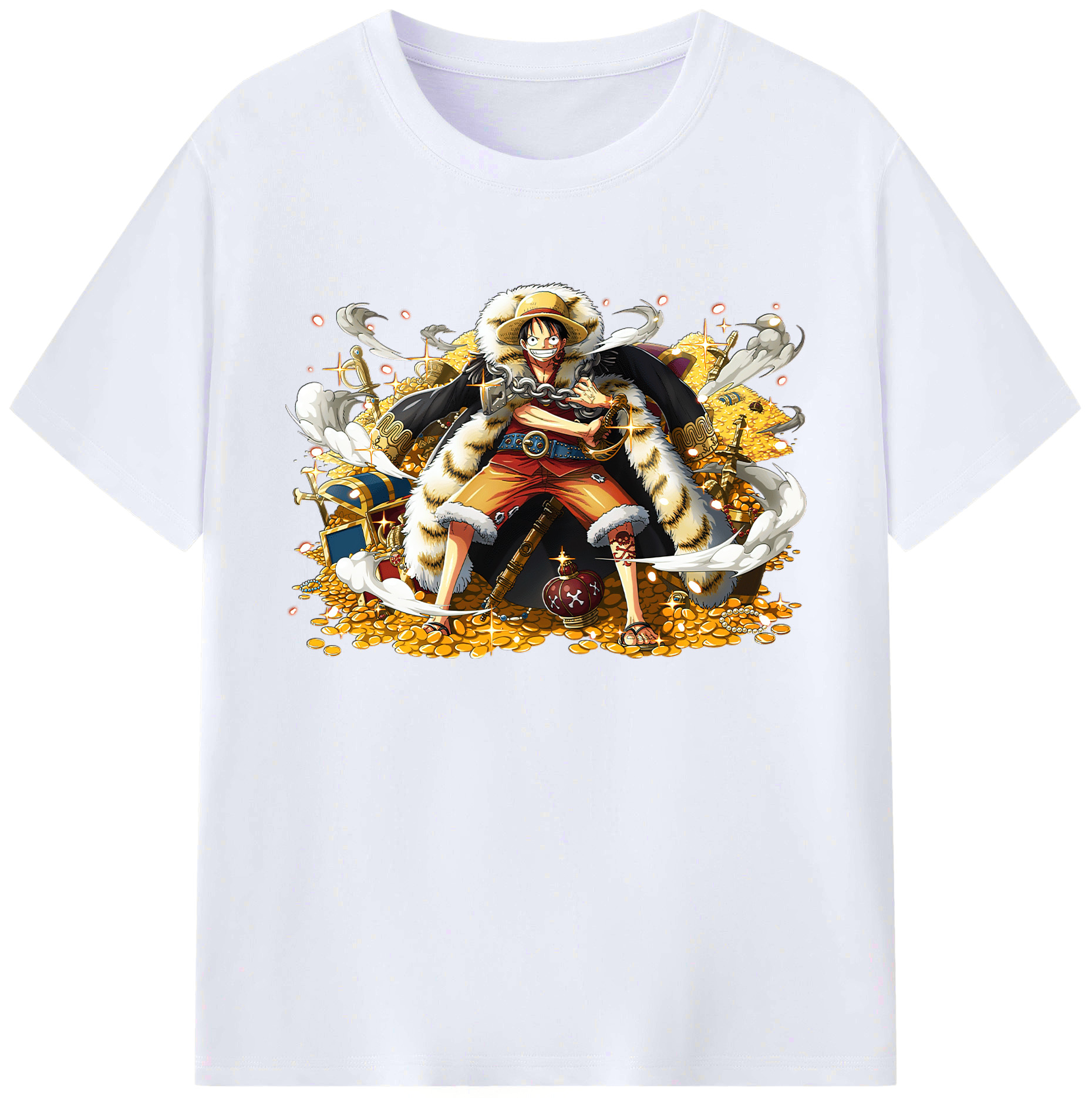 ワンピース モンキー・D・ルフィ ONE PIECE Monkey D. Luffy 綿100％ メンズ半袖Tシャツ｜肌触りやわらか＆通気性