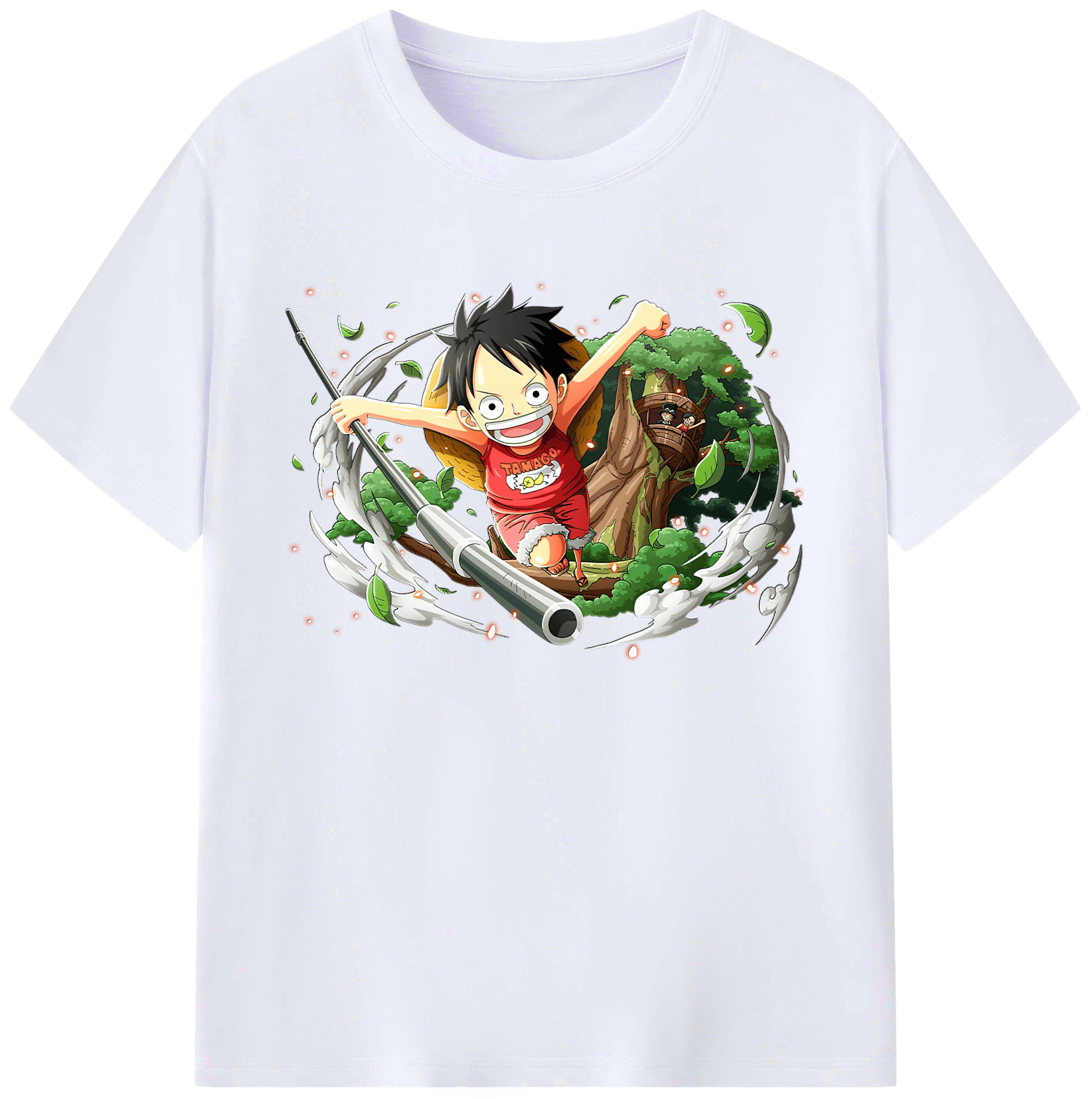 ワンピース モンキー・D・ルフィ ONE PIECE Monkey D. Luffy 綿100％ メンズ半袖Tシャツ｜肌触りやわらか＆通気性