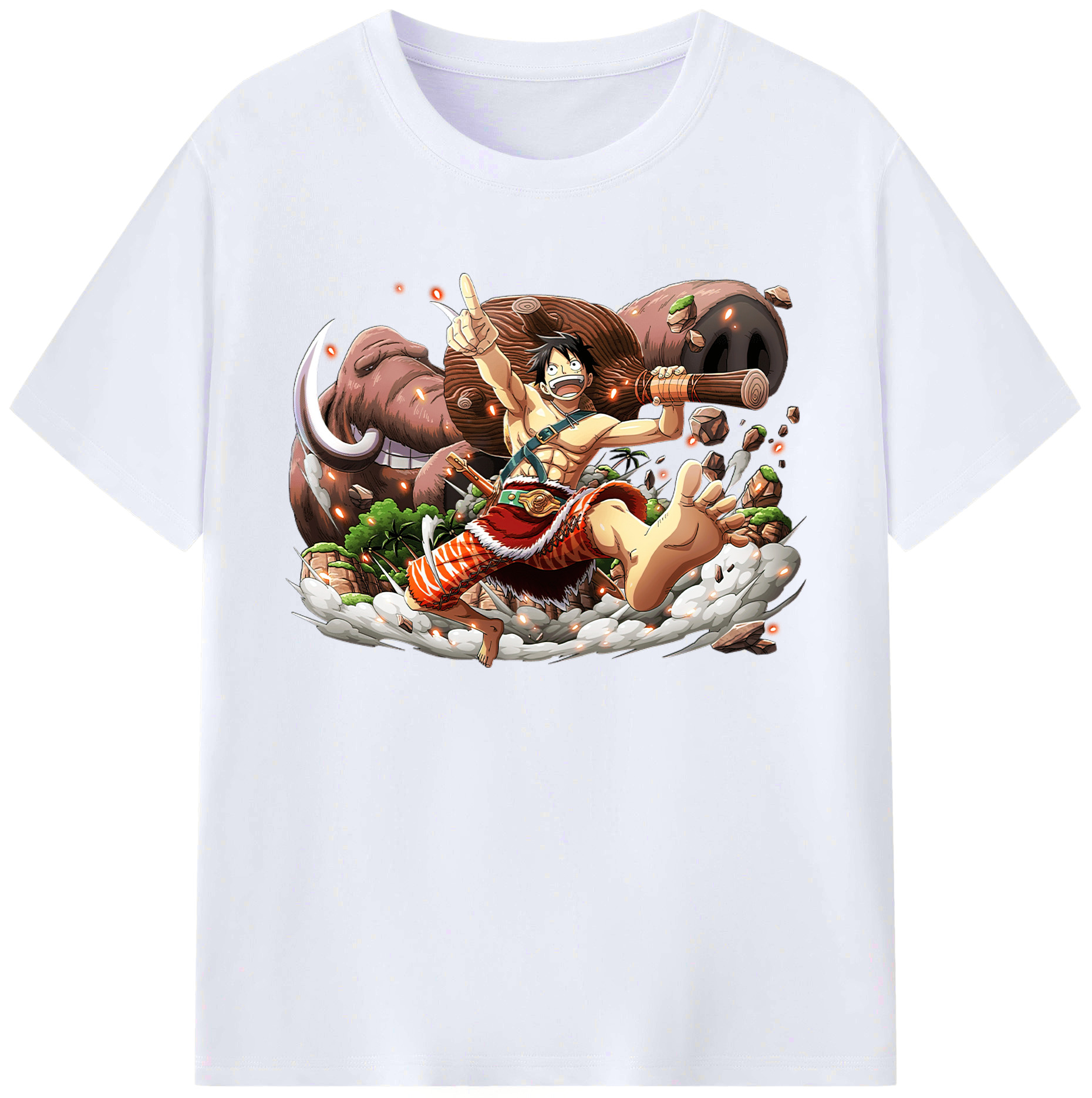 ワンピース モンキー・D・ルフィ ONE PIECE Monkey D. Luffy 綿100％ メンズ半袖Tシャツ｜肌触りやわらか＆通気性