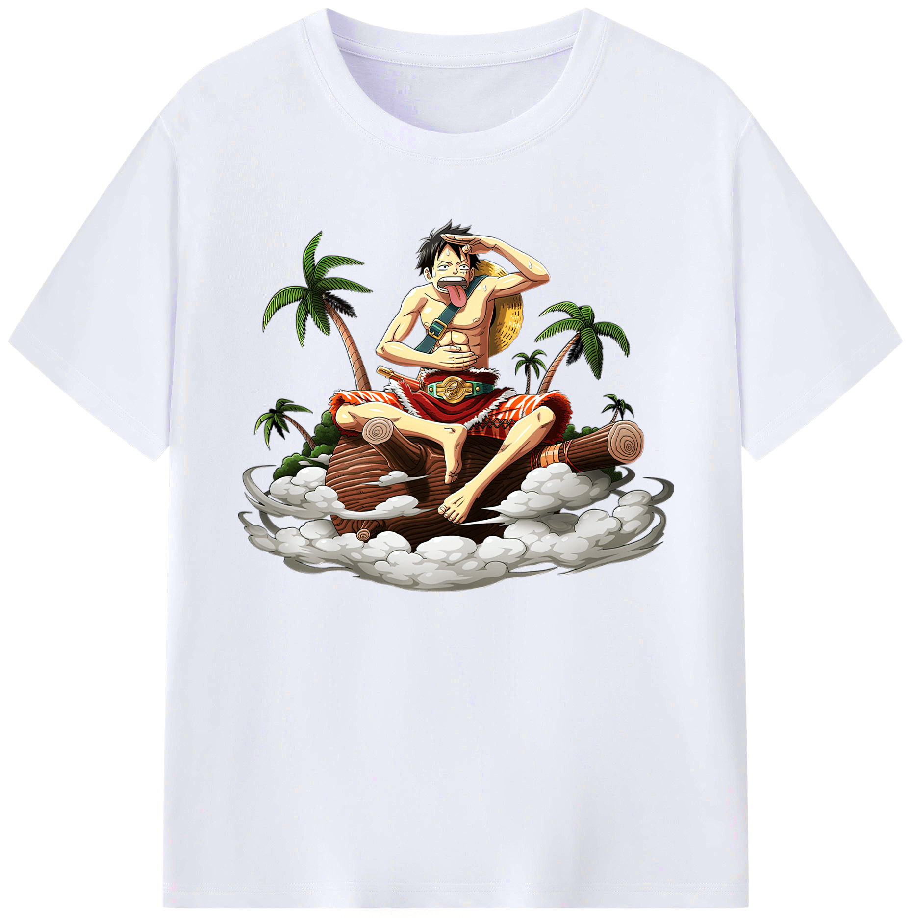 ワンピース モンキー・D・ルフィ ONE PIECE Monkey D. Luffy 綿100％ メンズ半袖Tシャツ｜肌触りやわらか＆通気性