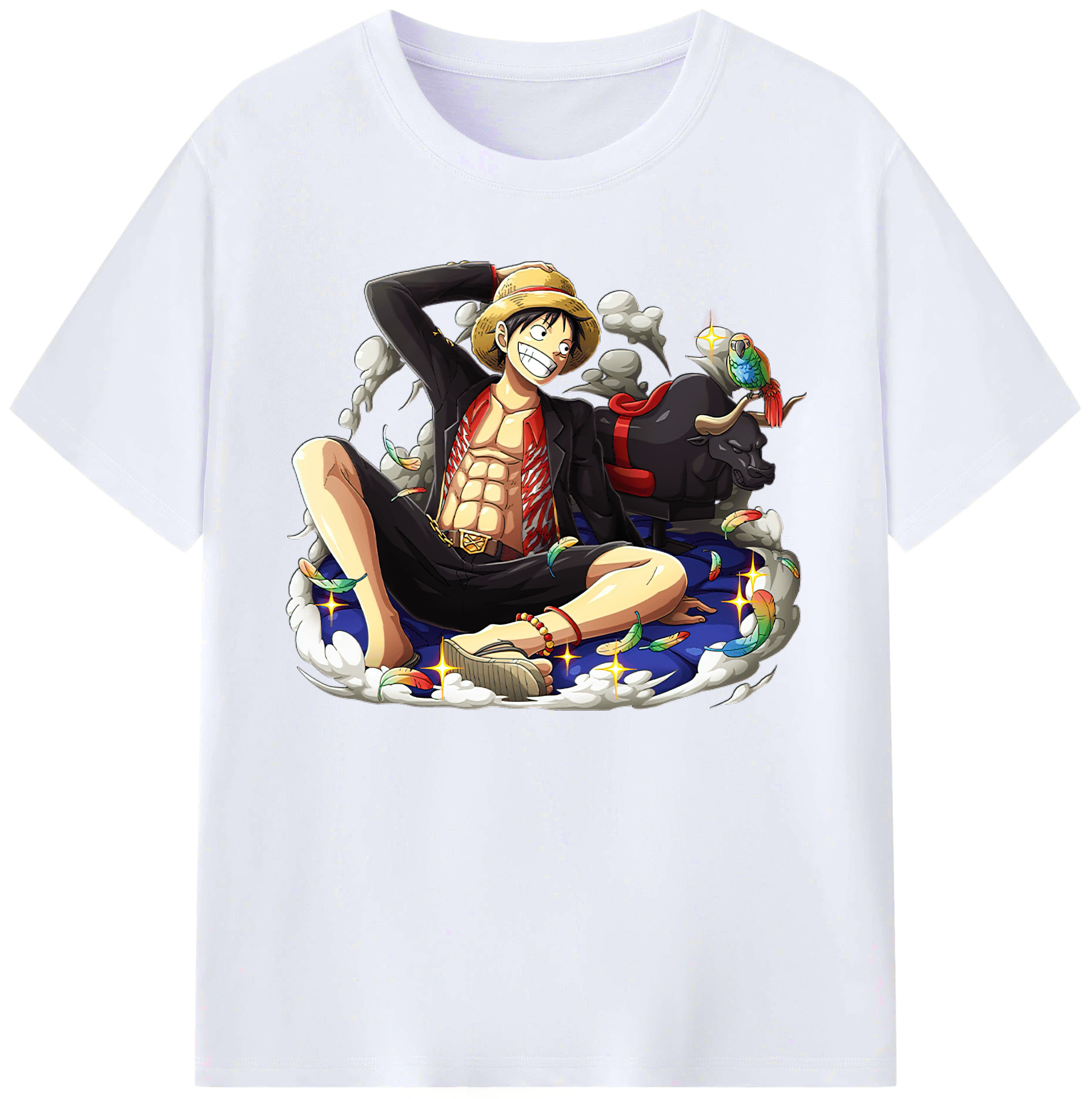 ワンピース モンキー・D・ルフィ ONE PIECE Monkey D. Luffy 綿100％ メンズ半袖Tシャツ｜肌触りやわらか＆通気性