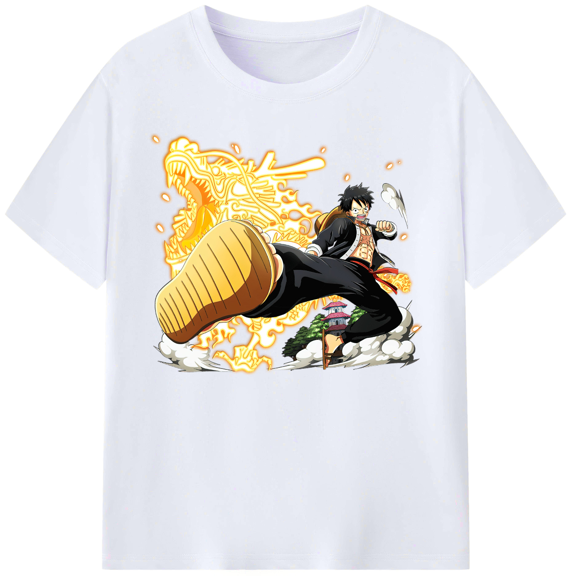 ワンピース モンキー・D・ルフィ ONE PIECE Monkey D. Luffy 綿100％ メンズ半袖Tシャツ｜肌触りやわらか＆通気性