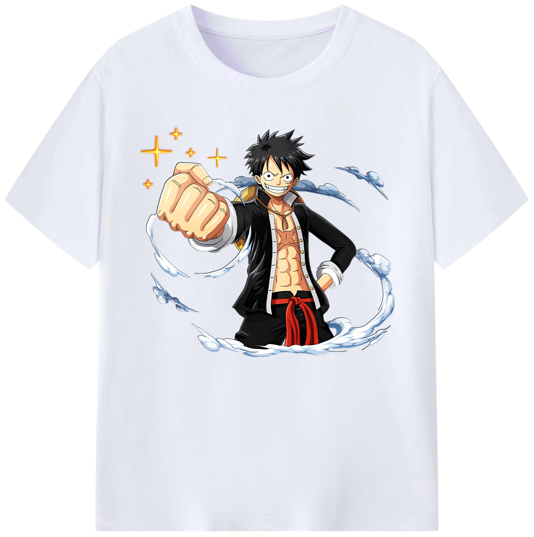 ワンピース モンキー・D・ルフィ ONE PIECE Monkey D. Luffy 綿100％ メンズ半袖Tシャツ｜肌触りやわらか＆通気性