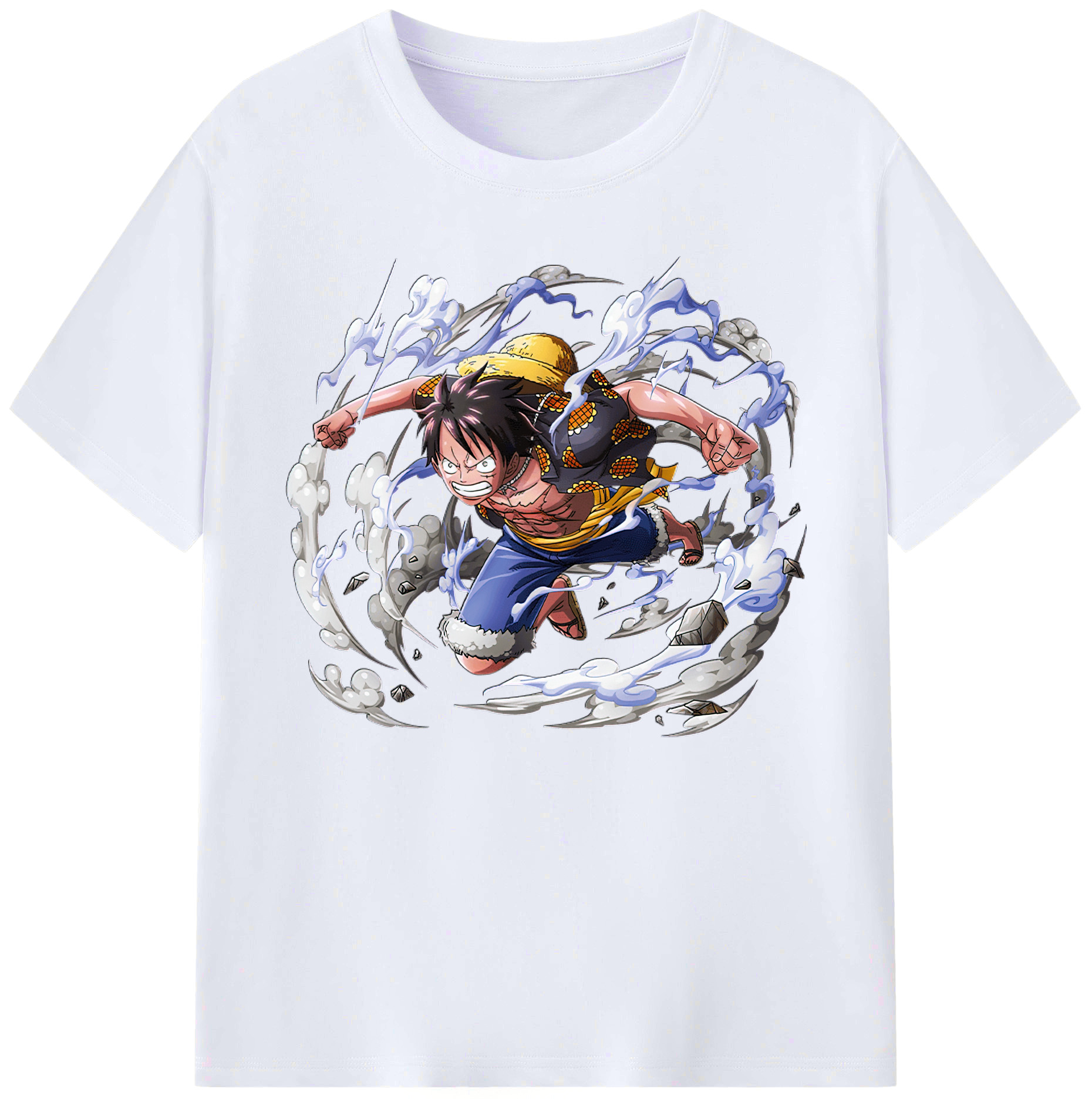 ワンピース モンキー・D・ルフィ ONE PIECE Monkey D. Luffy 綿100％ メンズ半袖Tシャツ｜肌触りやわらか＆通気性
