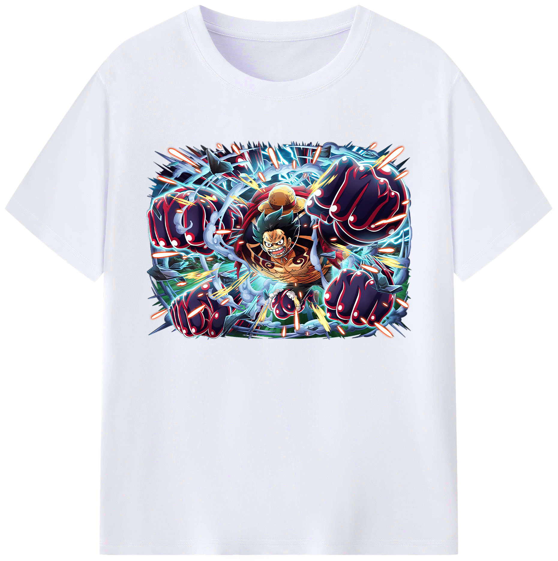 ワンピース モンキー・D・ルフィ ONE PIECE Monkey D. Luffy 綿100％ メンズ半袖Tシャツ｜肌触りやわらか＆通気性