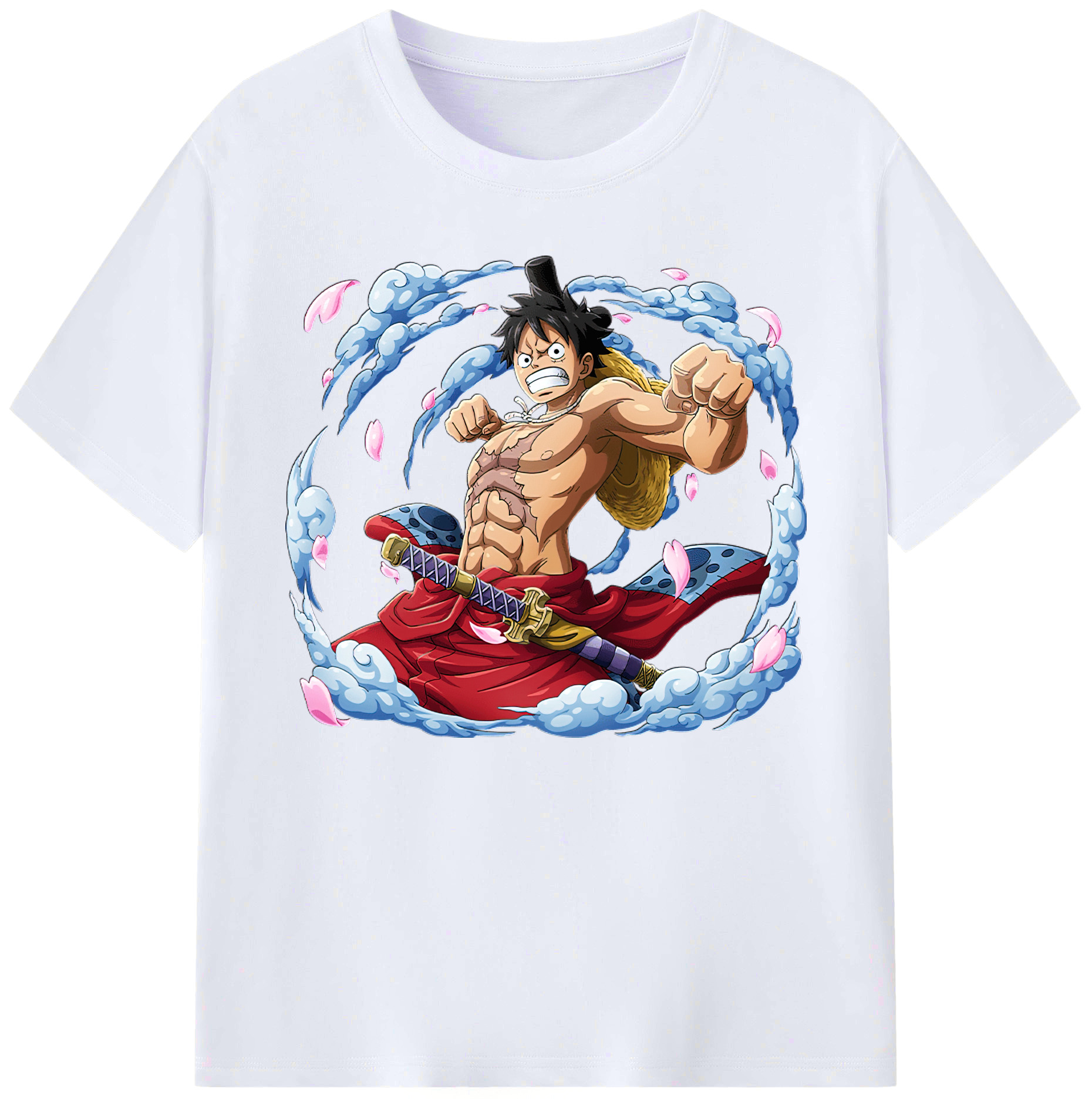 ワンピース モンキー・D・ルフィ ONE PIECE Monkey D. Luffy 綿100％ メンズ半袖Tシャツ｜肌触りやわらか＆通気性