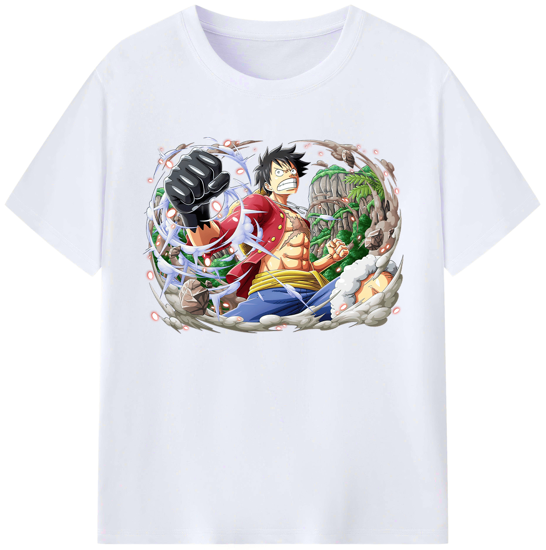 ワンピース モンキー・D・ルフィ ONE PIECE Monkey D. Luffy 綿100％ メンズ半袖Tシャツ｜肌触りやわらか＆通気性