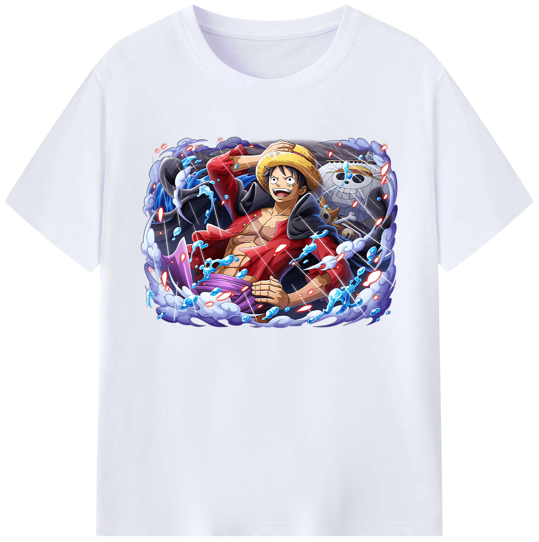 ワンピース モンキー・D・ルフィ ONE PIECE Monkey D. Luffy 綿100％ メンズ半袖Tシャツ｜肌触りやわらか＆通気性