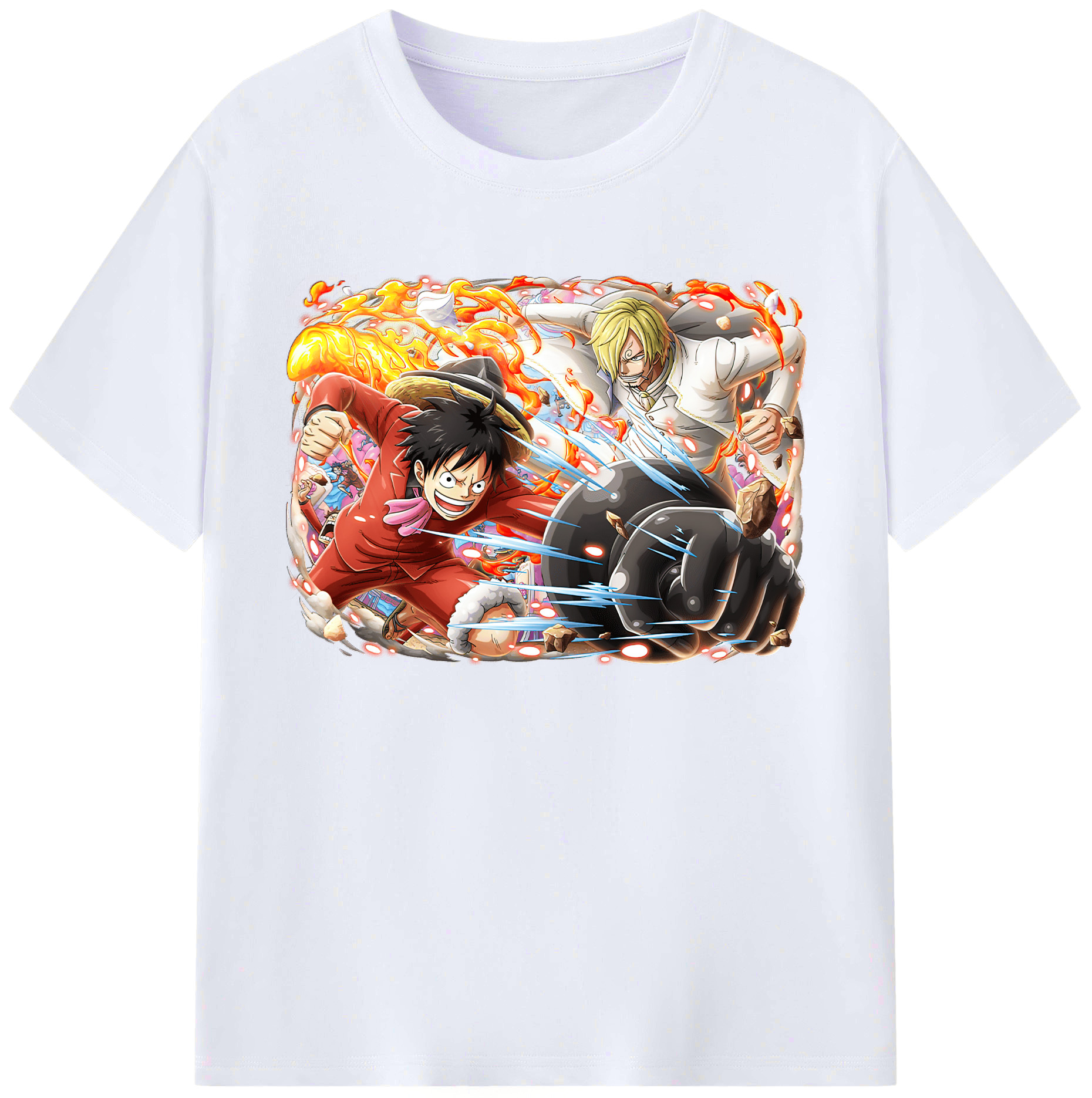 ワンピース モンキー・D・ルフィ ONE PIECE Monkey D. Luffy 綿100％ メンズ半袖Tシャツ｜肌触りやわらか＆通気性