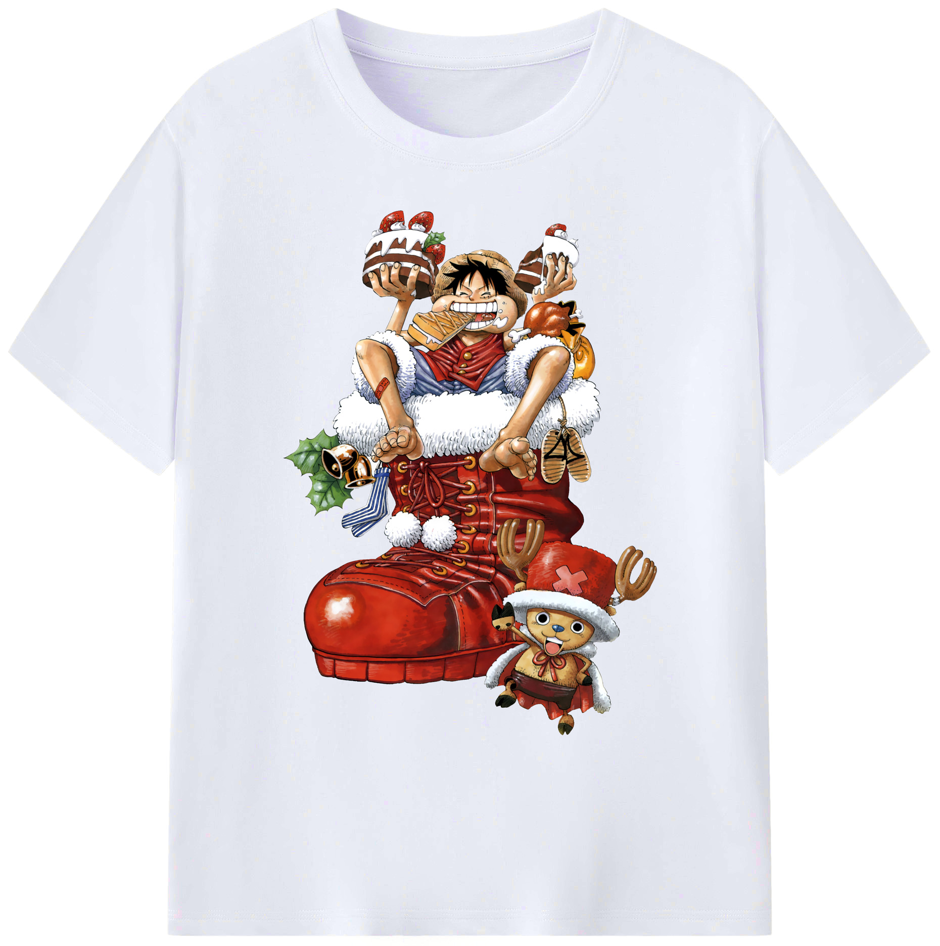 ワンピース モンキー・D・ルフィ ONE PIECE Monkey D. Luffy 綿100％ メンズ半袖Tシャツ｜肌触りやわらか＆通気性