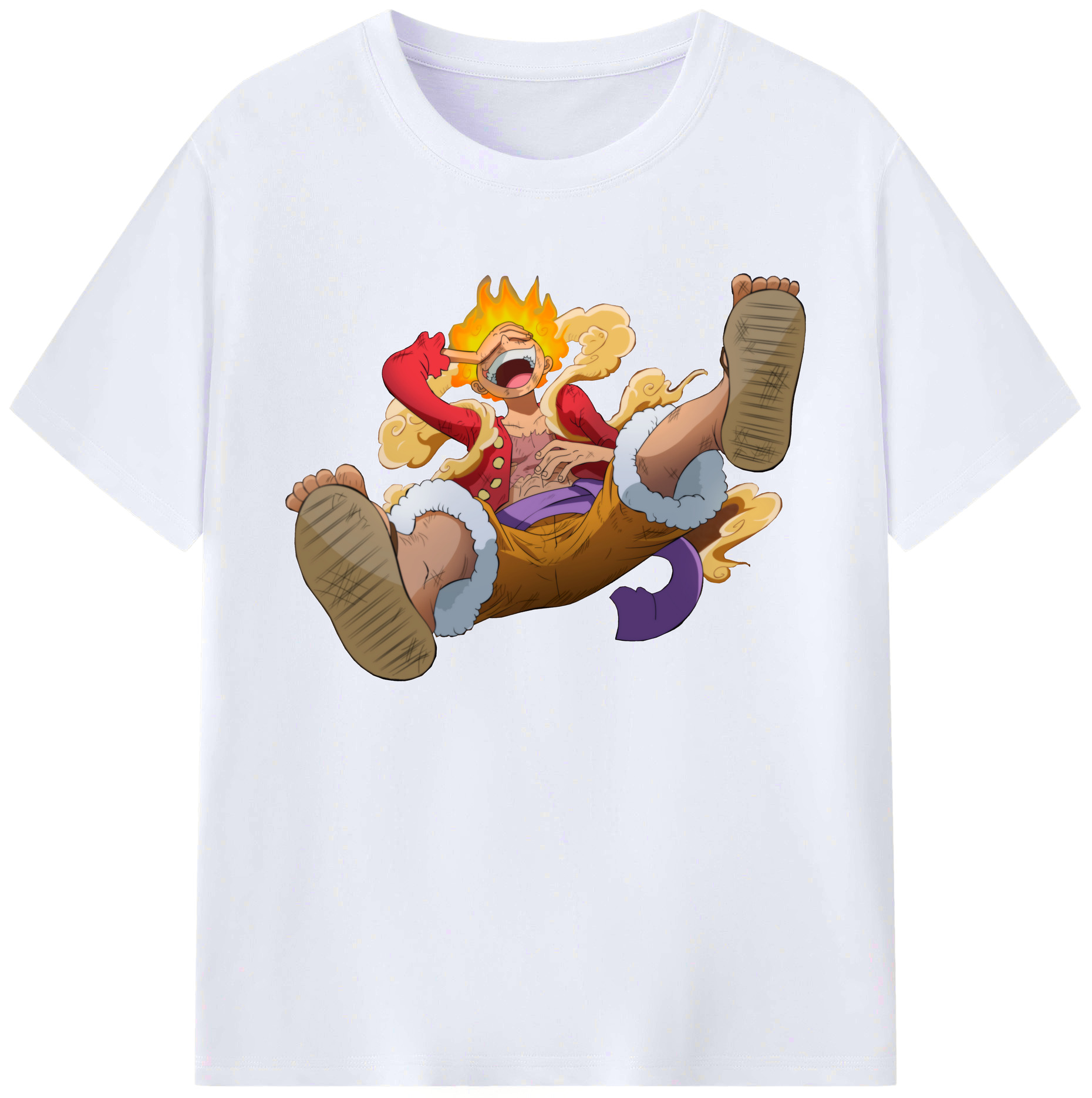 ワンピース モンキー・D・ルフィ ONE PIECE Monkey D. Luffy 綿100％ メンズ半袖Tシャツ｜肌触りやわらか＆通気性