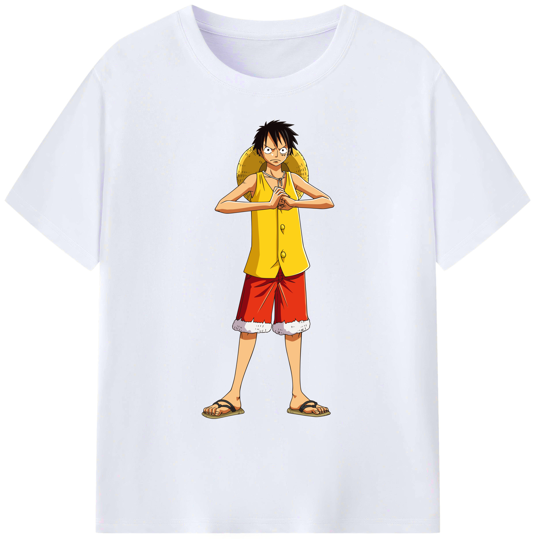 ワンピース モンキー・D・ルフィ ONE PIECE Monkey D. Luffy 綿100％ メンズ半袖Tシャツ｜肌触りやわらか＆通気性
