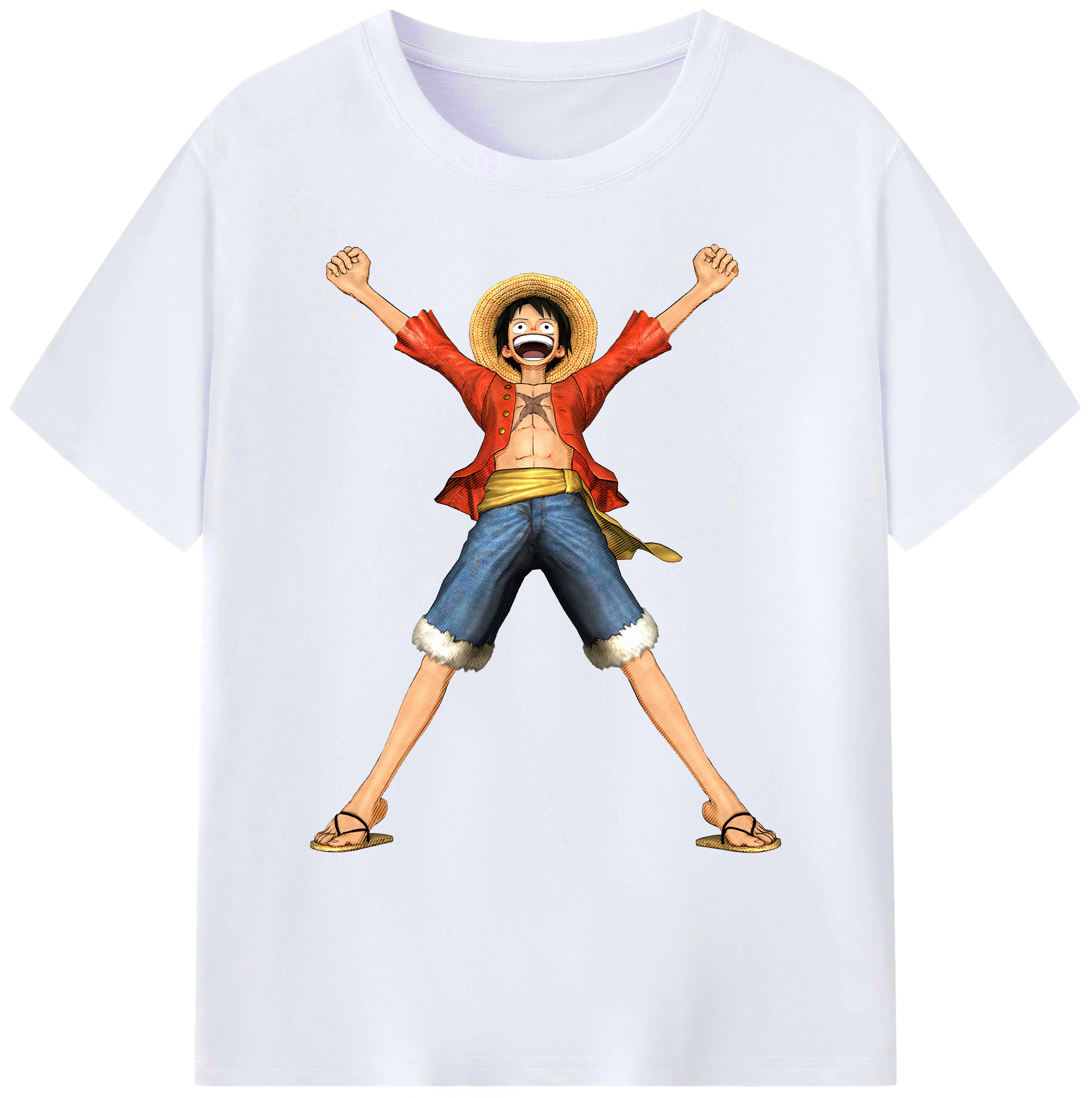 ワンピース モンキー・D・ルフィ ONE PIECE Monkey D. Luffy 綿100％ メンズ半袖Tシャツ｜肌触りやわらか＆通気性
