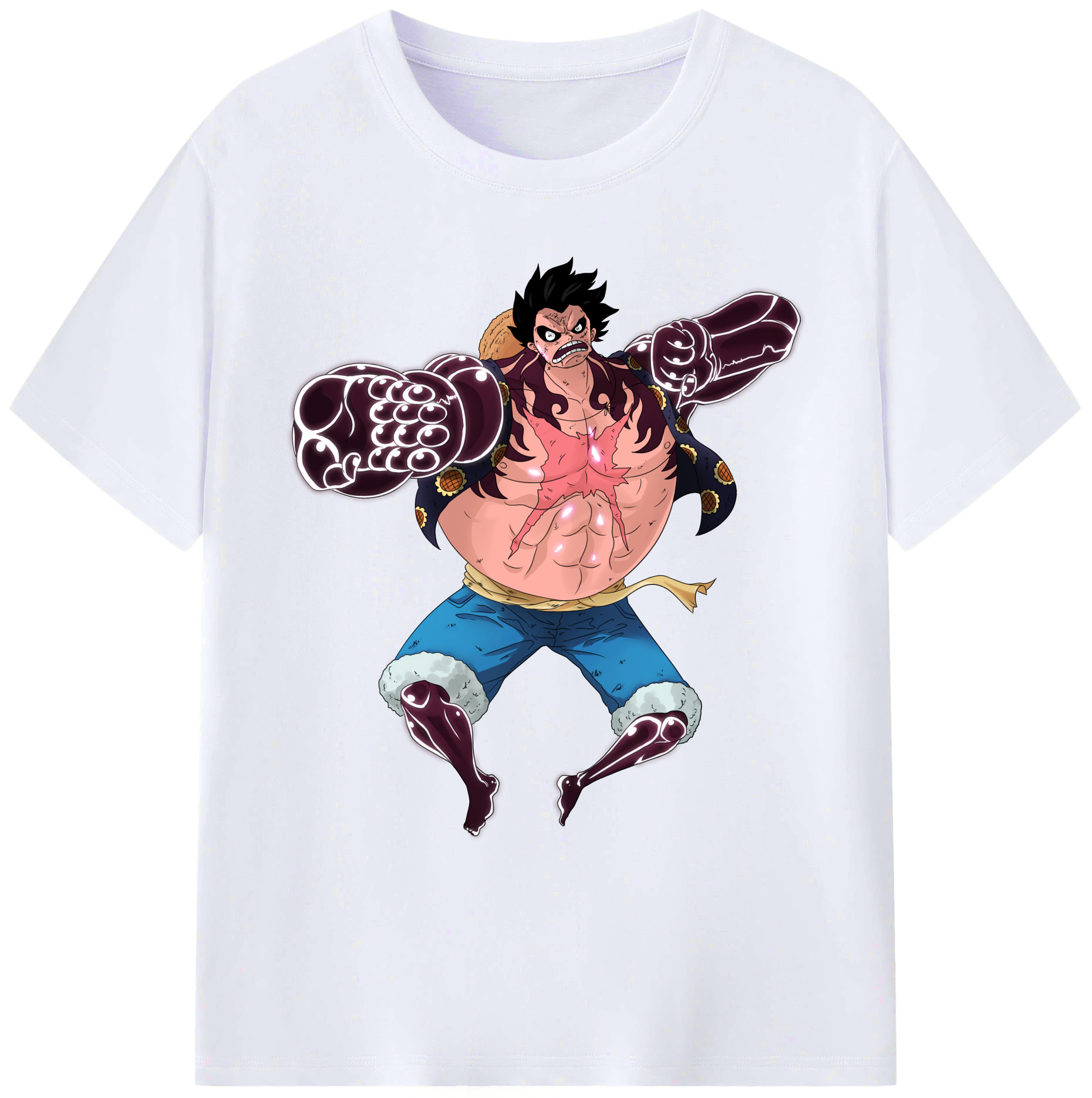 ワンピース モンキー・D・ルフィ ONE PIECE Monkey D. Luffy 綿100％ メンズ半袖Tシャツ｜肌触りやわらか＆通気性