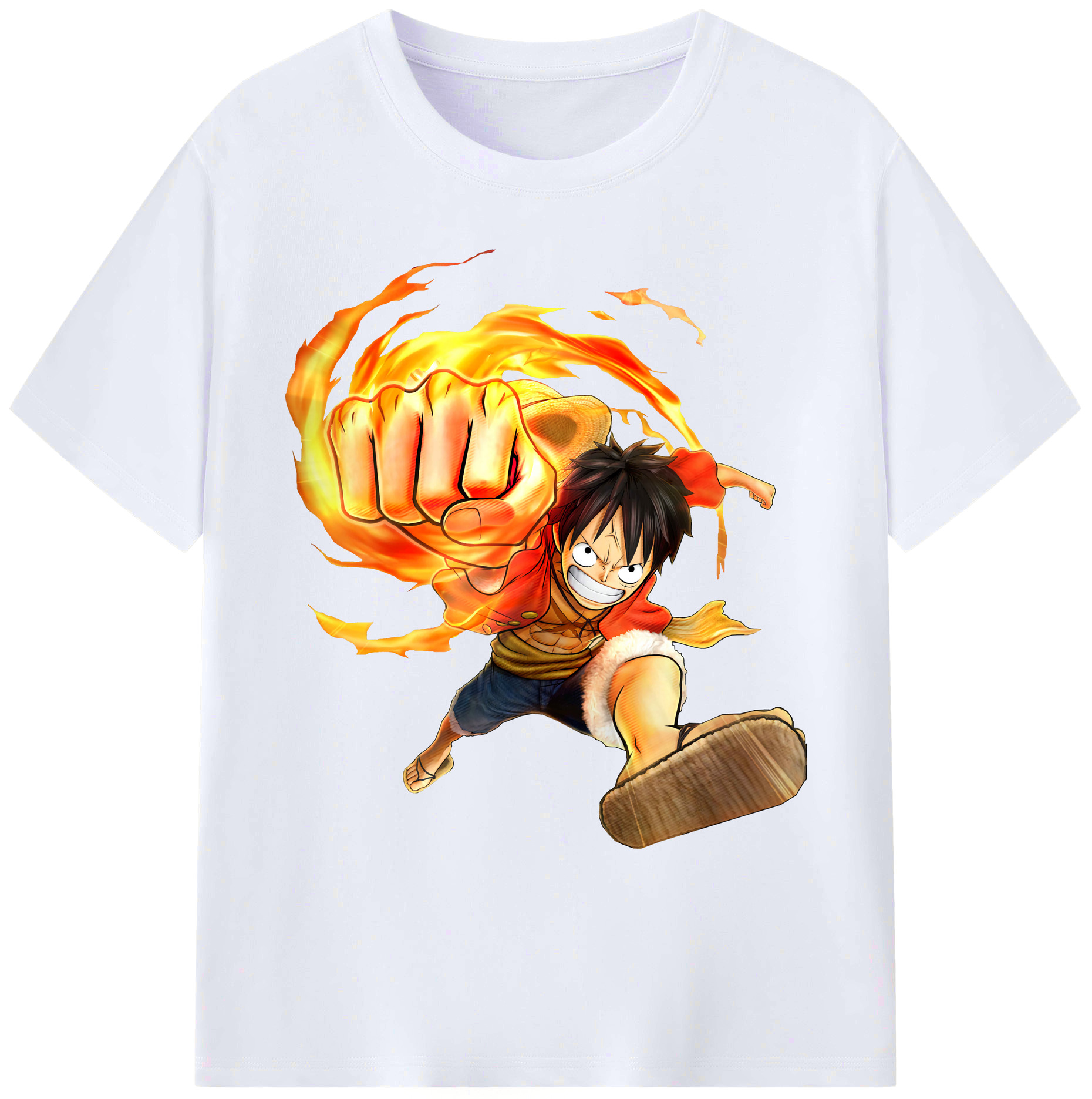 ワンピース モンキー・D・ルフィ ONE PIECE Monkey D. Luffy 綿100％ メンズ半袖Tシャツ｜肌触りやわらか＆通気性