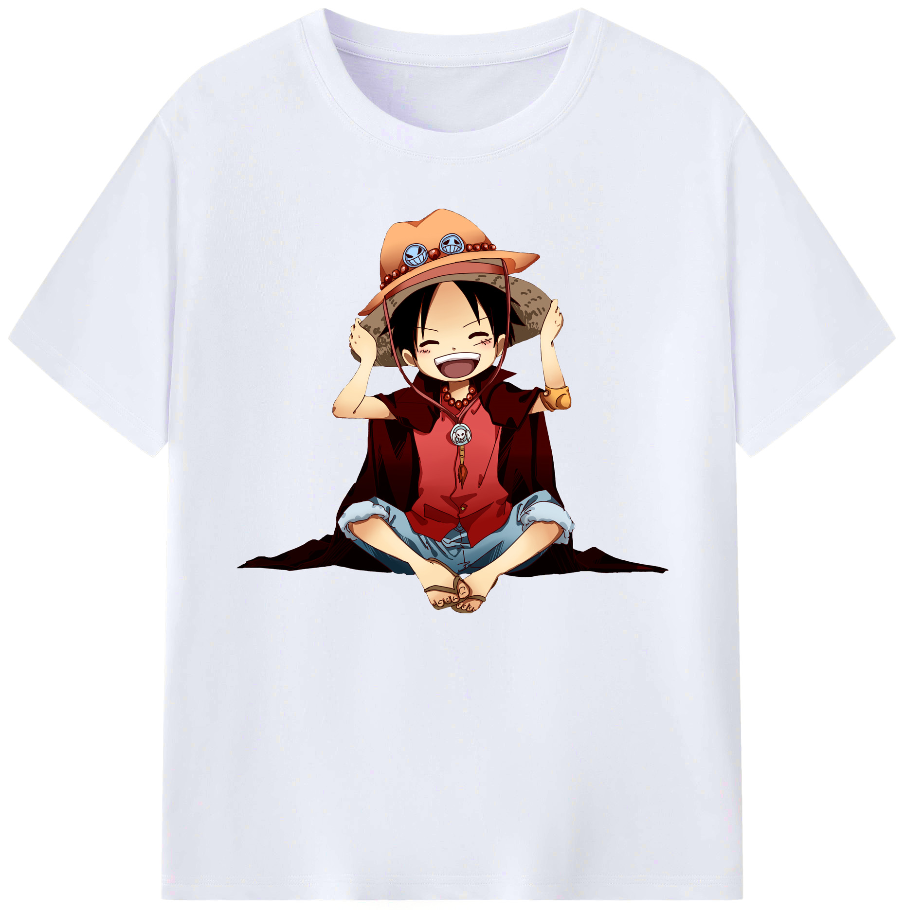 ワンピース モンキー・D・ルフィ ONE PIECE Monkey D. Luffy 綿100％ メンズ半袖Tシャツ｜肌触りやわらか＆通気性