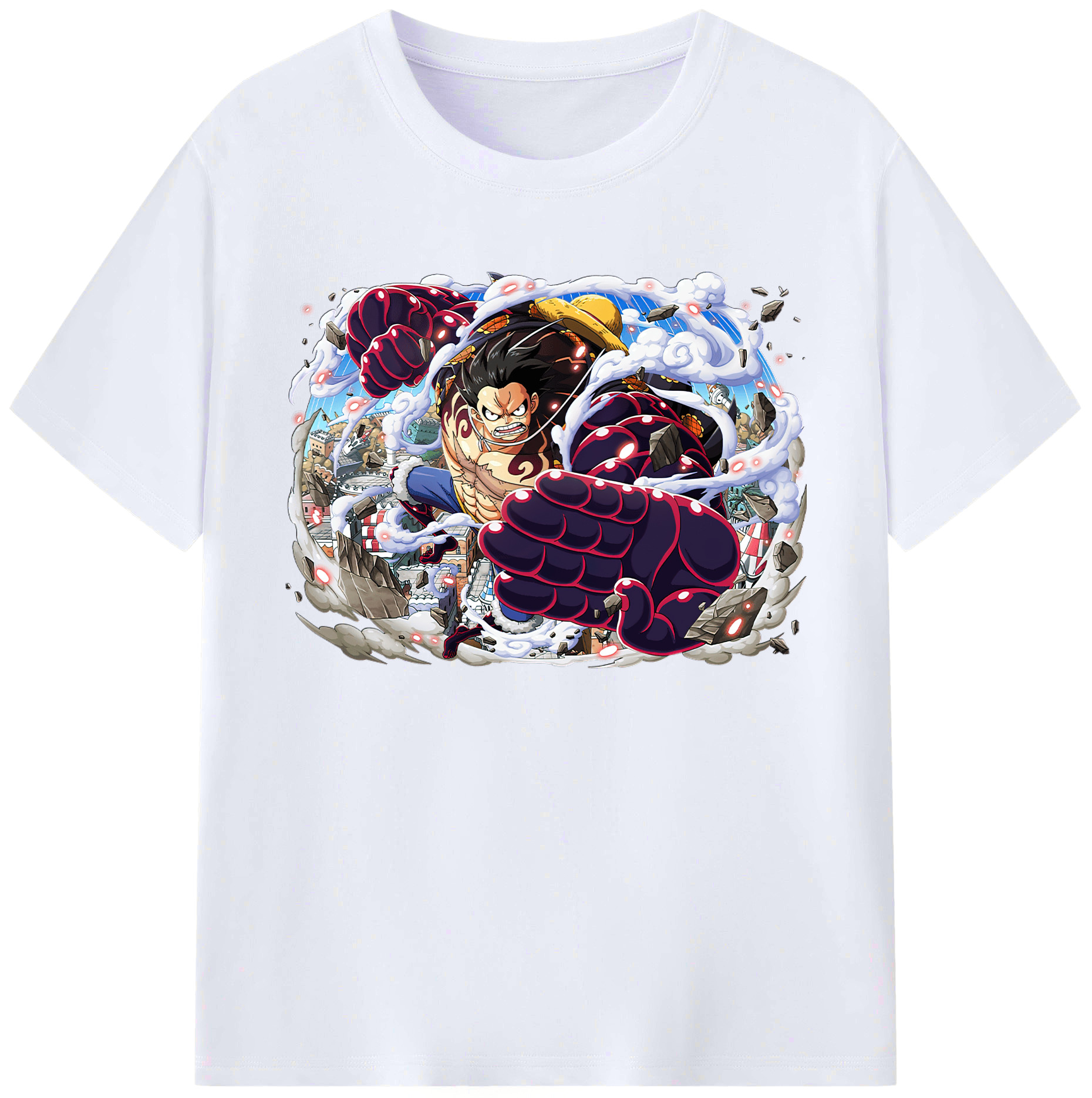 ワンピース モンキー・D・ルフィ ONE PIECE Monkey D. Luffy 綿100％ メンズ半袖Tシャツ｜肌触りやわらか＆通気性