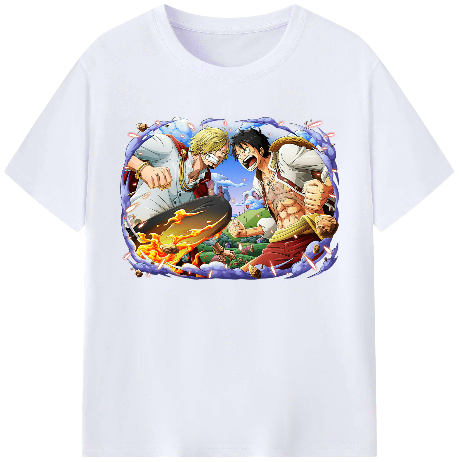 ワンピース モンキー・D・ルフィ ONE PIECE Monkey D. Luffy 綿100％ メンズ半袖Tシャツ｜肌触りやわらか＆通気性