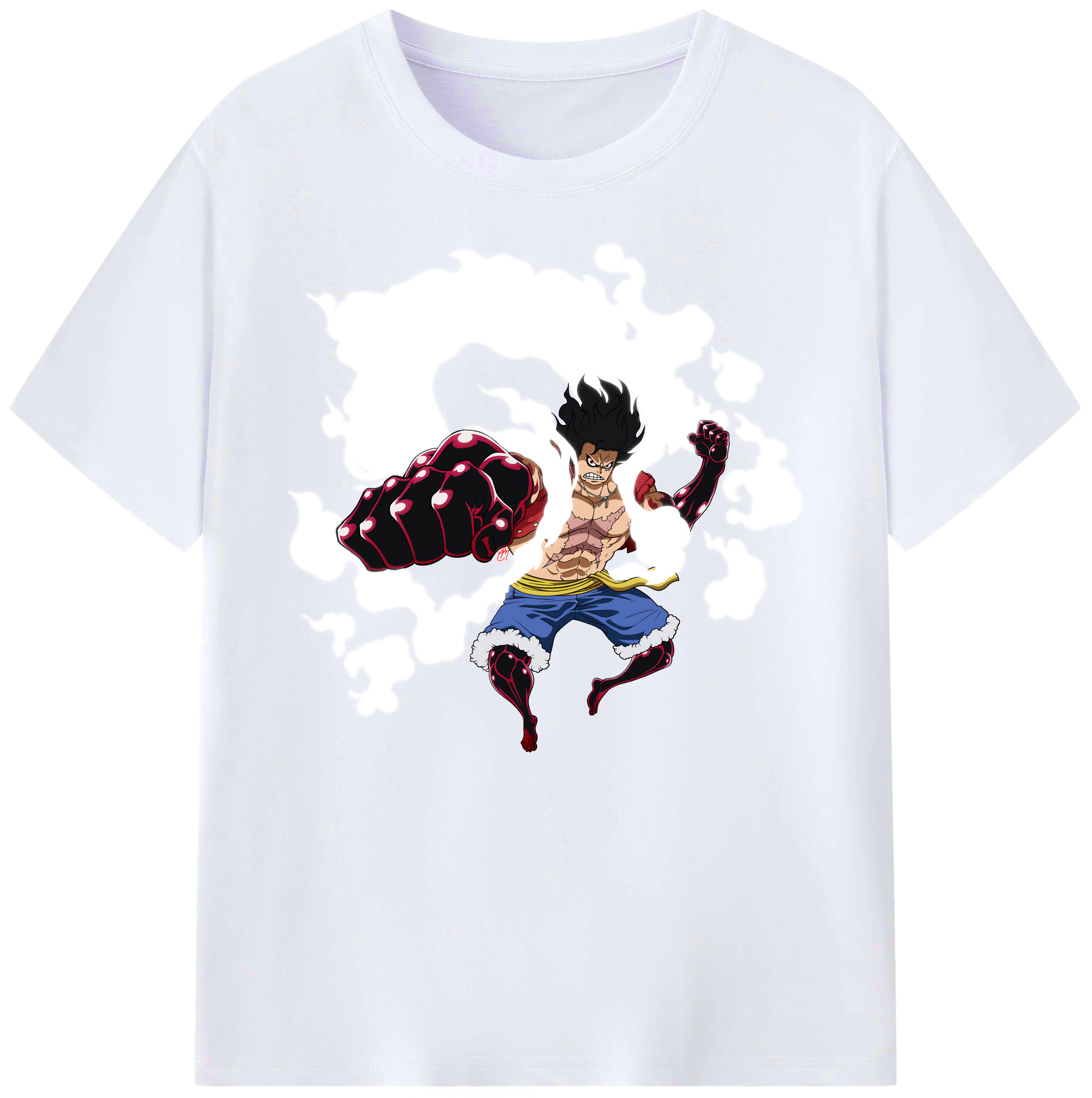 ワンピース モンキー・D・ルフィ ONE PIECE Monkey D. Luffy 綿100％ メンズ半袖Tシャツ｜肌触りやわらか＆通気性