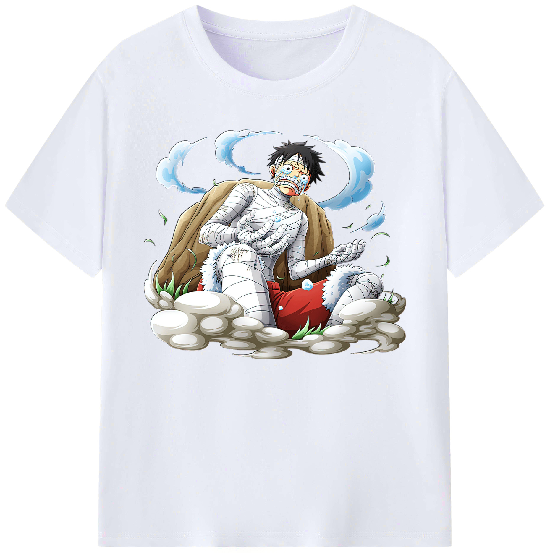 ワンピース モンキー・D・ルフィ ONE PIECE Monkey D. Luffy 綿100％ メンズ半袖Tシャツ｜肌触りやわらか＆通気性