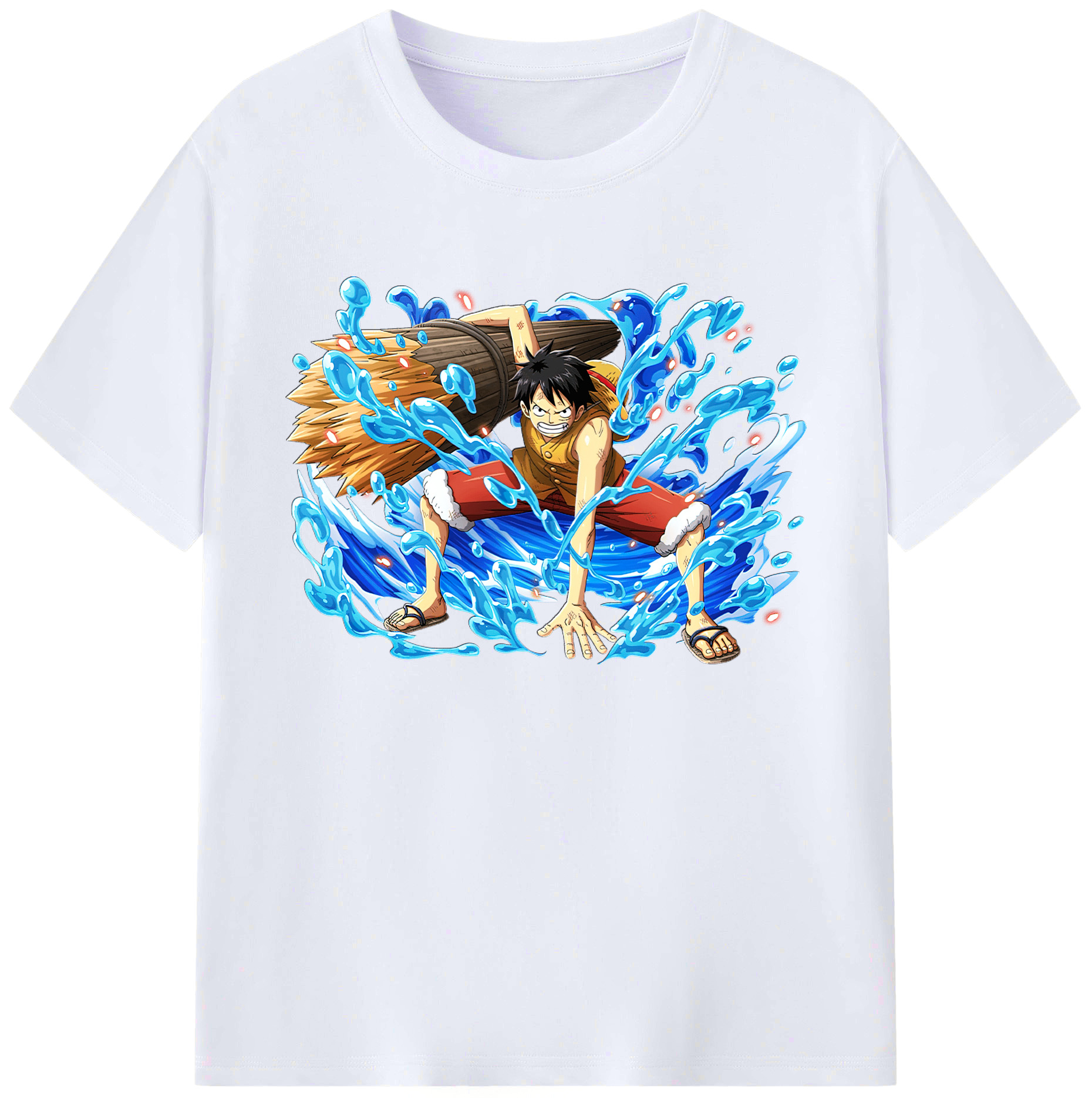 ワンピース モンキー・D・ルフィ ONE PIECE Monkey D. Luffy 綿100％ メンズ半袖Tシャツ｜肌触りやわらか＆通気性
