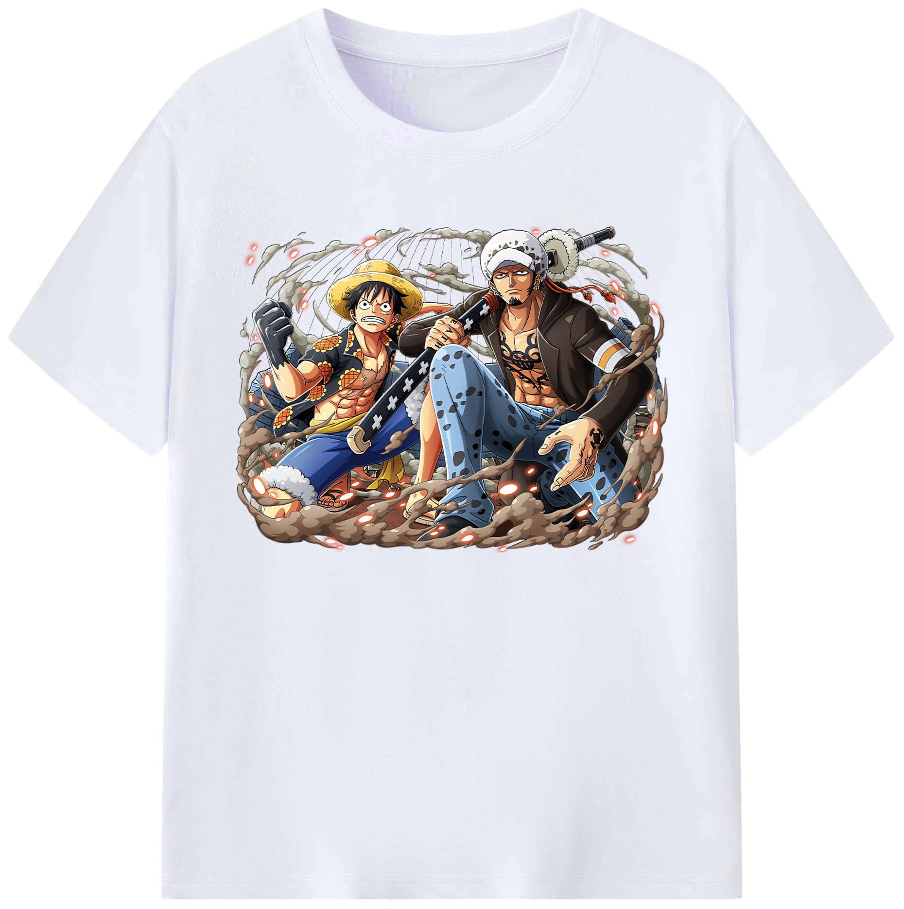 ワンピース モンキー・D・ルフィ ONE PIECE Monkey D. Luffy 綿100％ メンズ半袖Tシャツ｜肌触りやわらか＆通気性