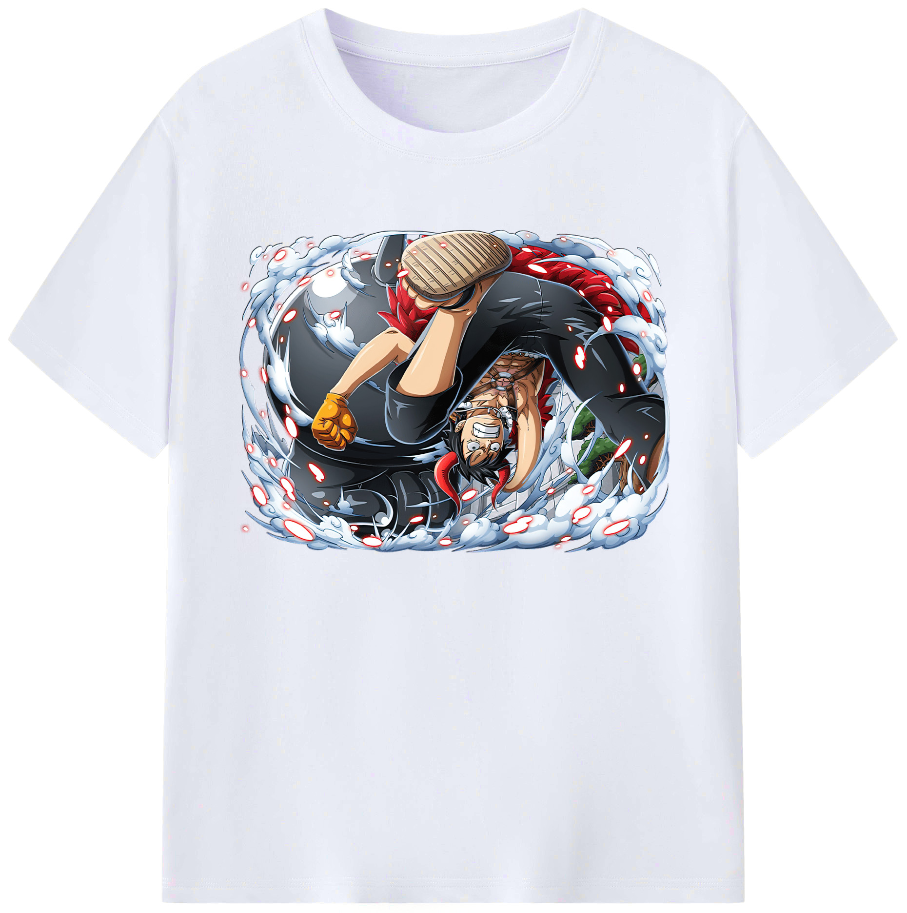 ワンピース モンキー・D・ルフィ ONE PIECE Monkey D. Luffy 綿100％ メンズ半袖Tシャツ｜肌触りやわらか＆通気性