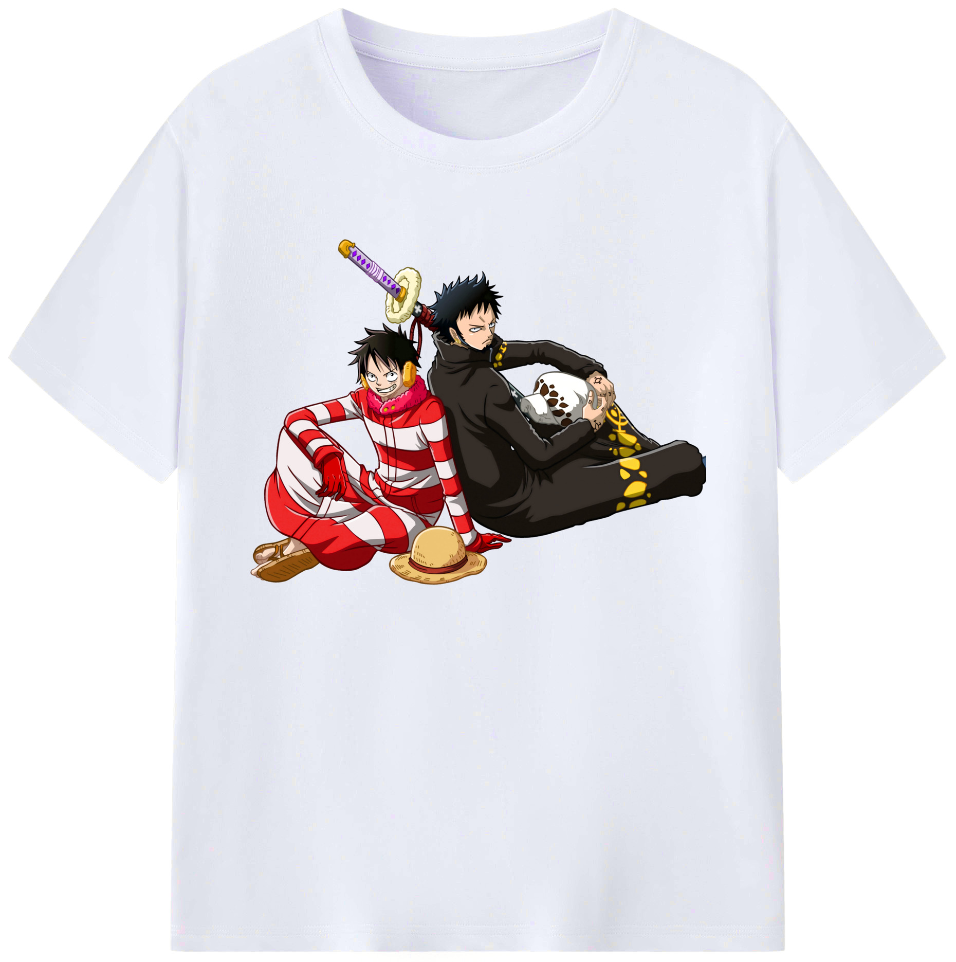ワンピース モンキー・D・ルフィ ONE PIECE Monkey D. Luffy 綿100％ メンズ半袖Tシャツ｜肌触りやわらか＆通気性